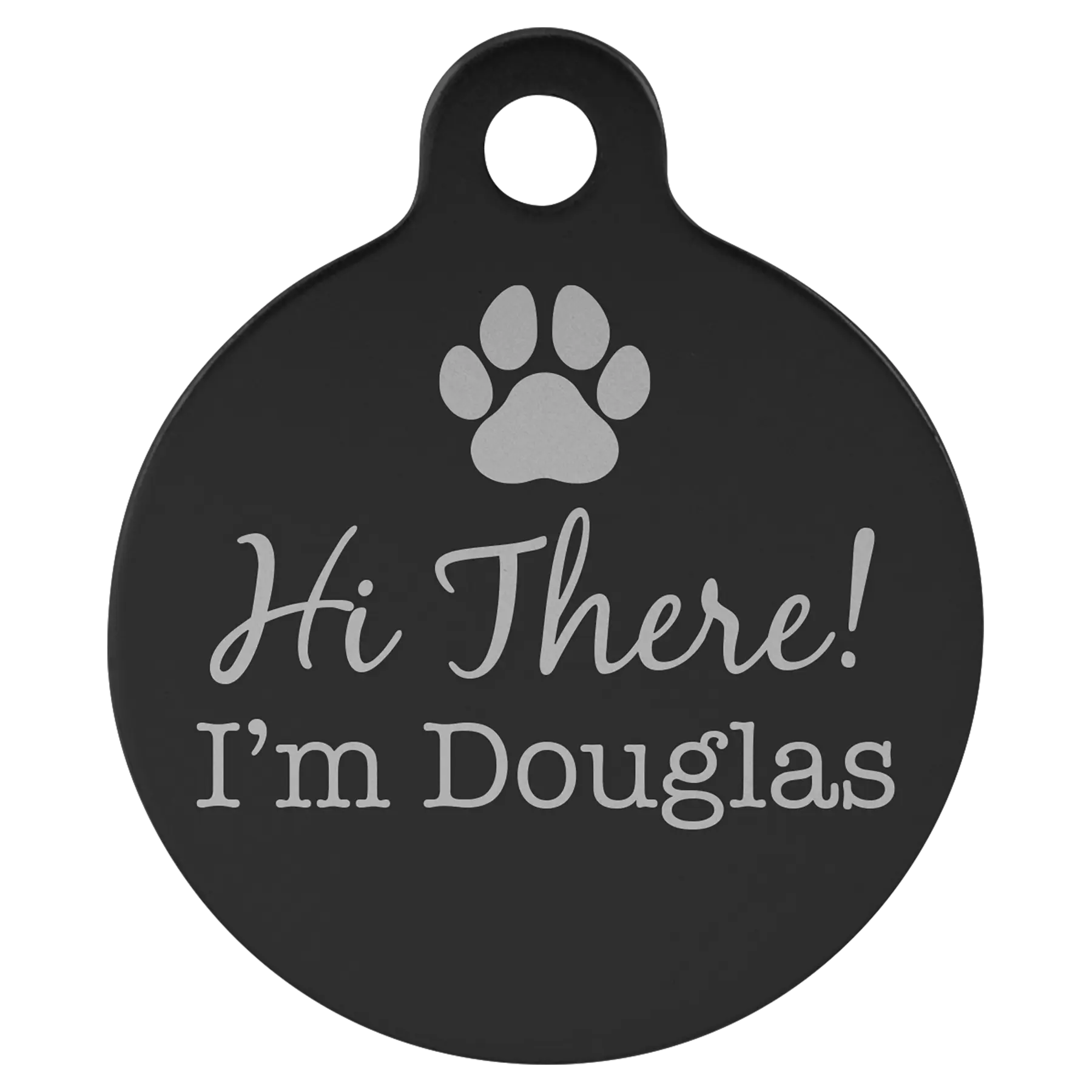 Personalized Double-Sided Round Shape Pet Name Tag, Anodized Aluminum, 1.25" JDS