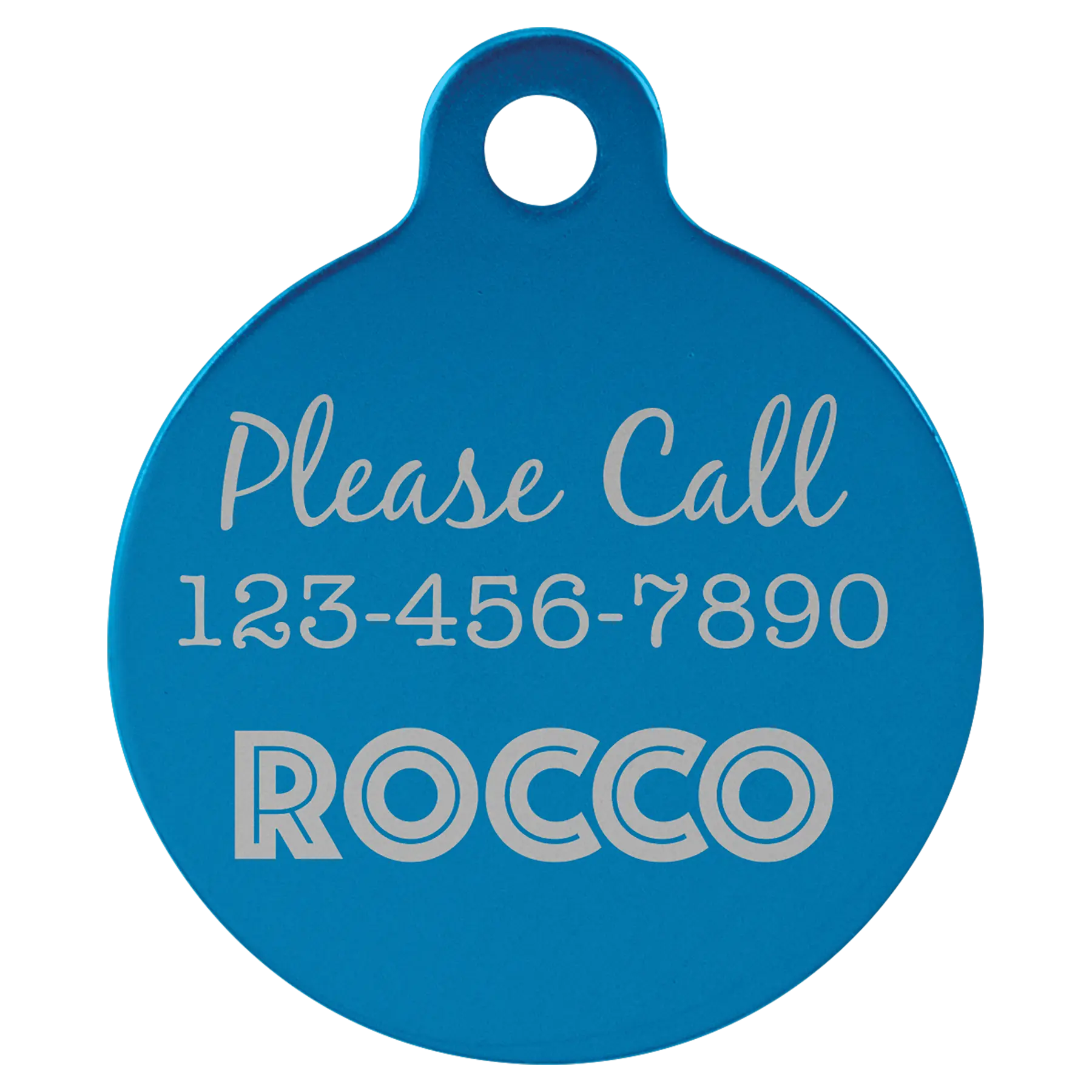 Personalized Double-Sided Round Shape Pet Name Tag, Anodized Aluminum, 1.25" JDS