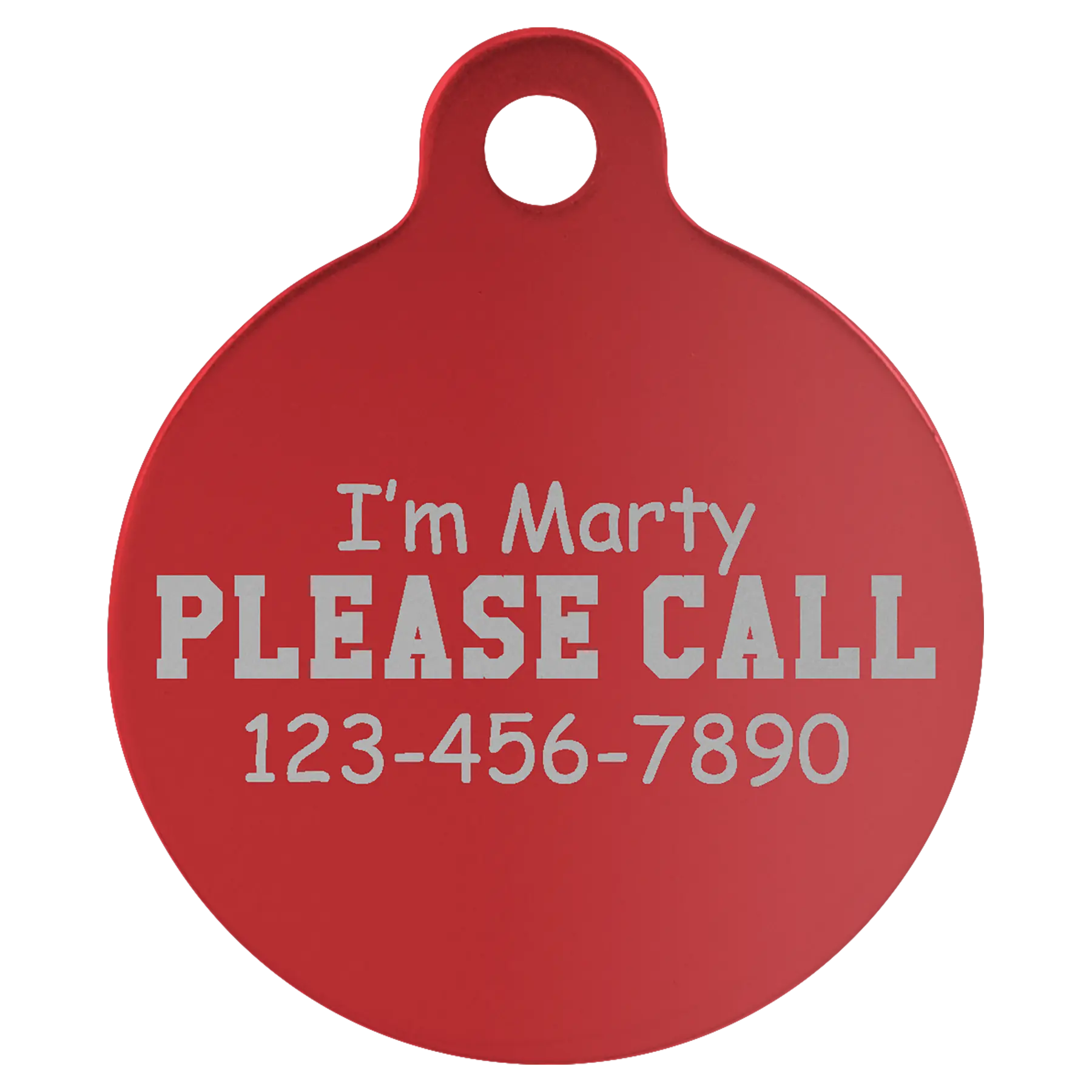 Personalized Double-Sided Round Shape Pet Name Tag, Anodized Aluminum, 1.25" JDS