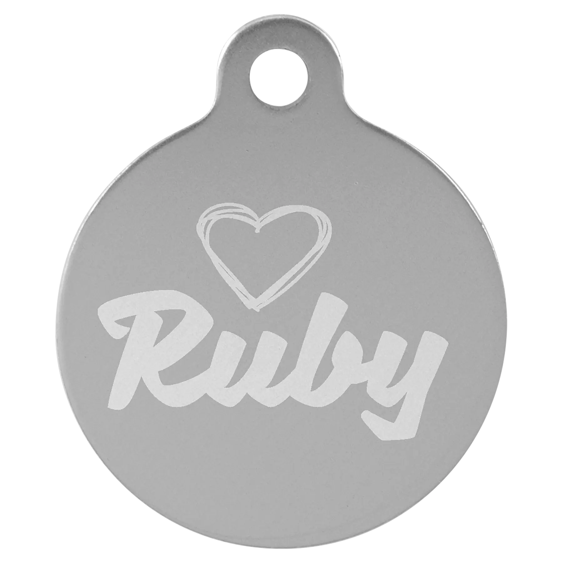 Personalized Double-Sided Round Shape Pet Name Tag, Anodized Aluminum, 1.25" JDS