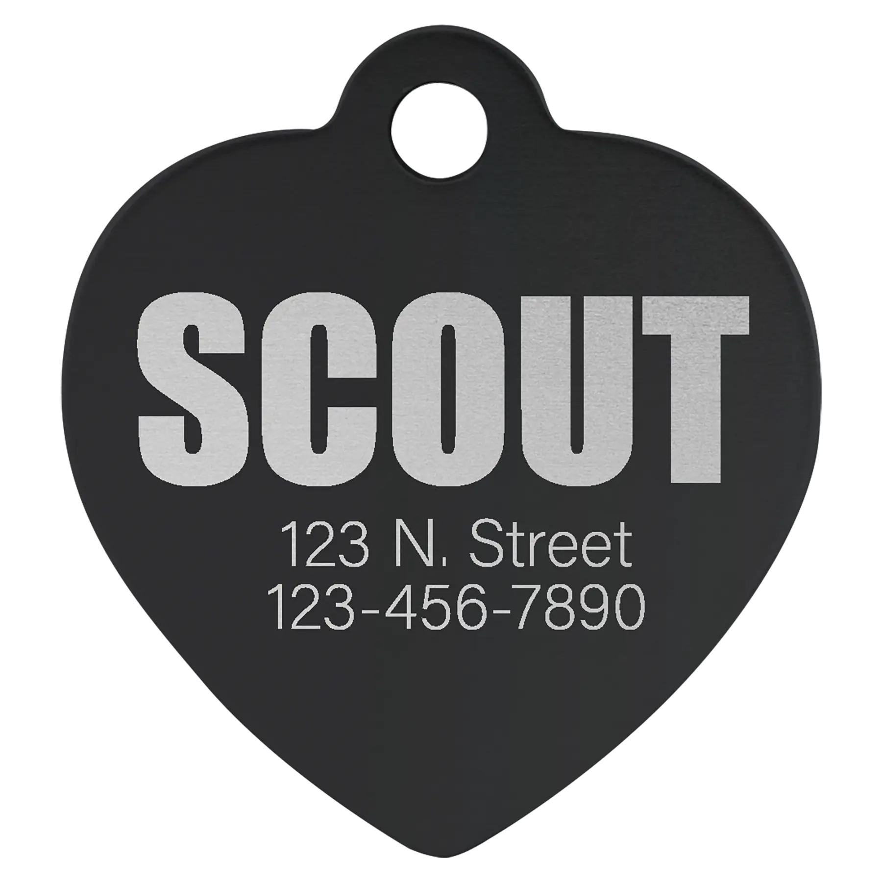 Personalized Double-Sided Heart Shape Pet Name Tag, Anodized Aluminum, 1.25" x 1.25" JDS