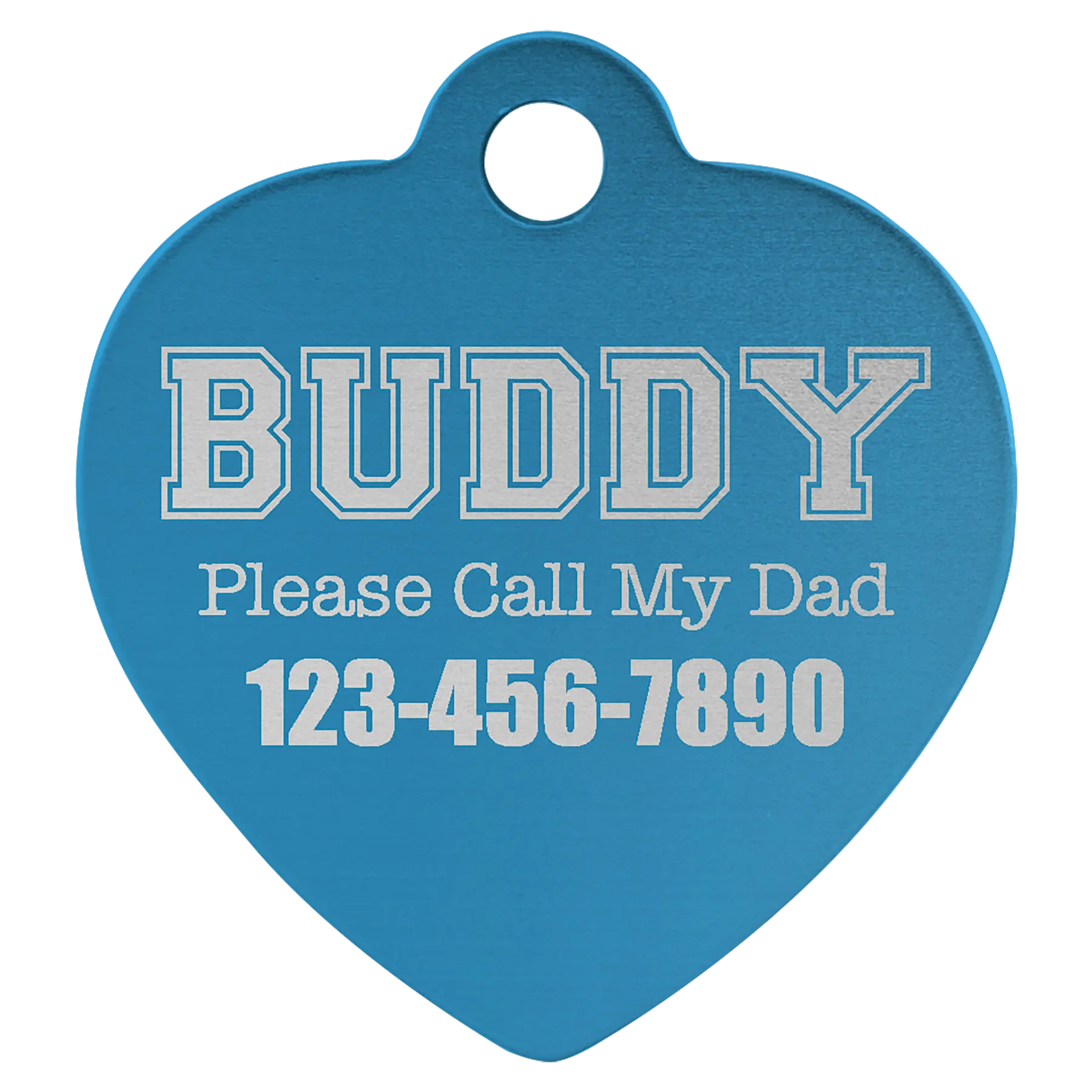 Personalized Double-Sided Heart Shape Pet Name Tag, Anodized Aluminum, 1.25" x 1.25" JDS