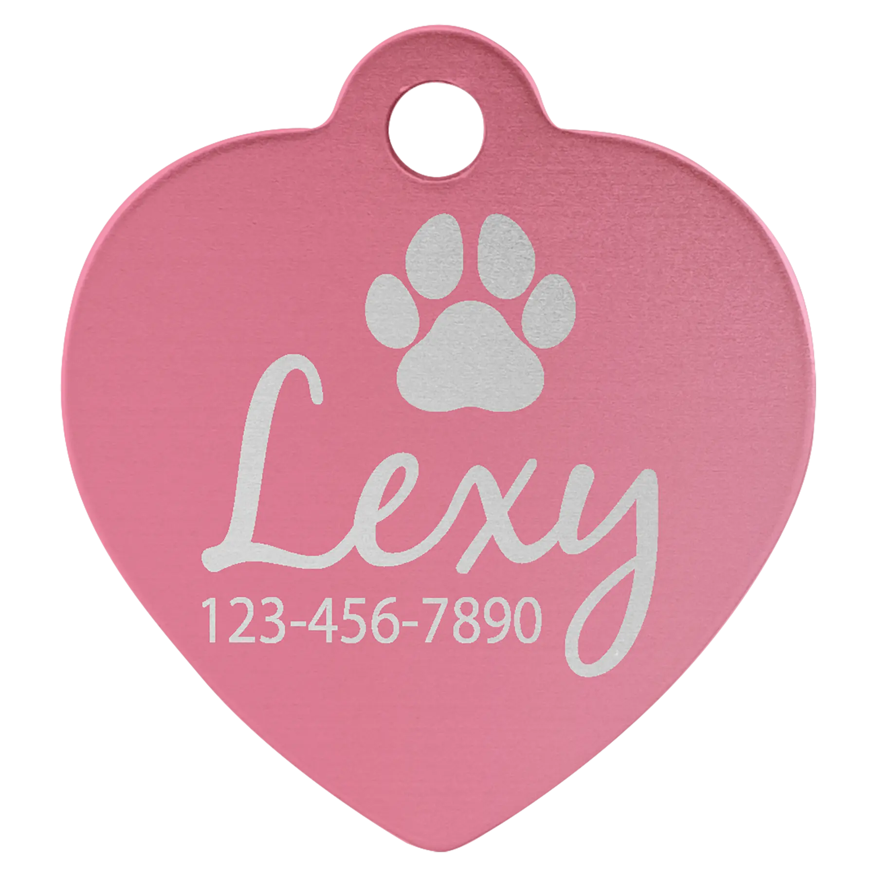Personalized Double-Sided Heart Shape Pet Name Tag, Anodized Aluminum, 1.25" x 1.25" JDS