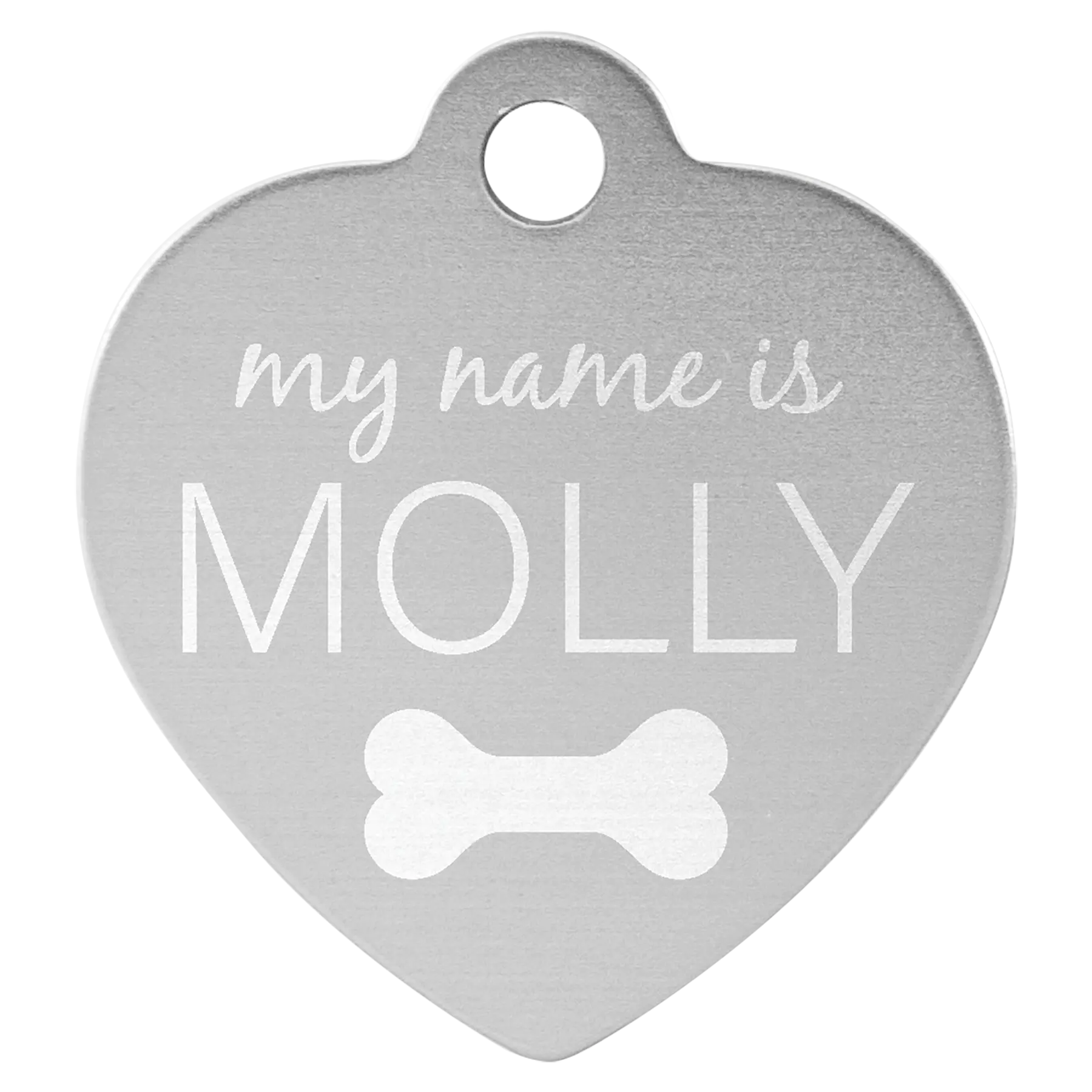 Personalized Double-Sided Heart Shape Pet Name Tag, Anodized Aluminum, 1.25" x 1.25" JDS