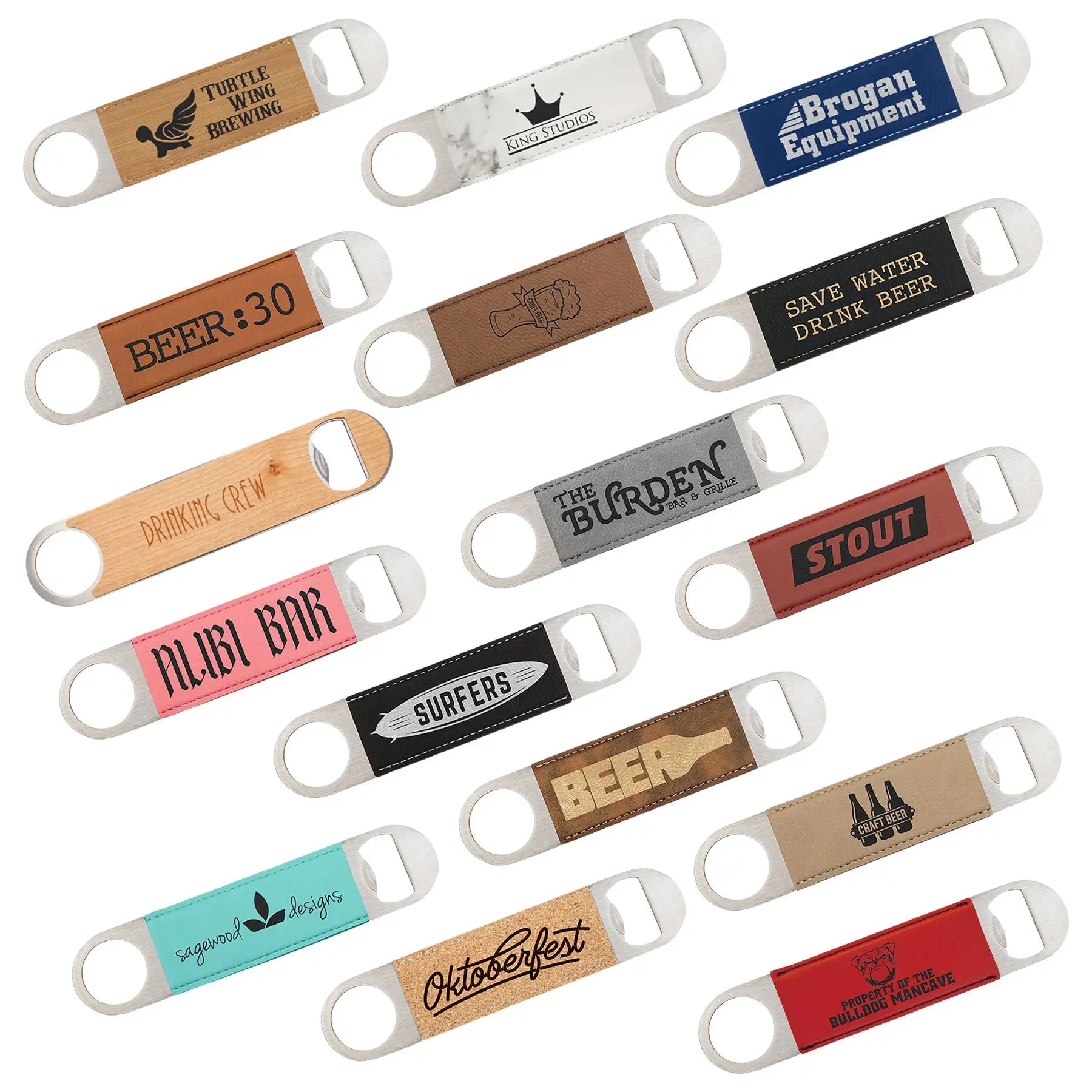 Custom Engraved Leatherette Bottle Opener – 1.5" x 7" with 10 Color Options JDS