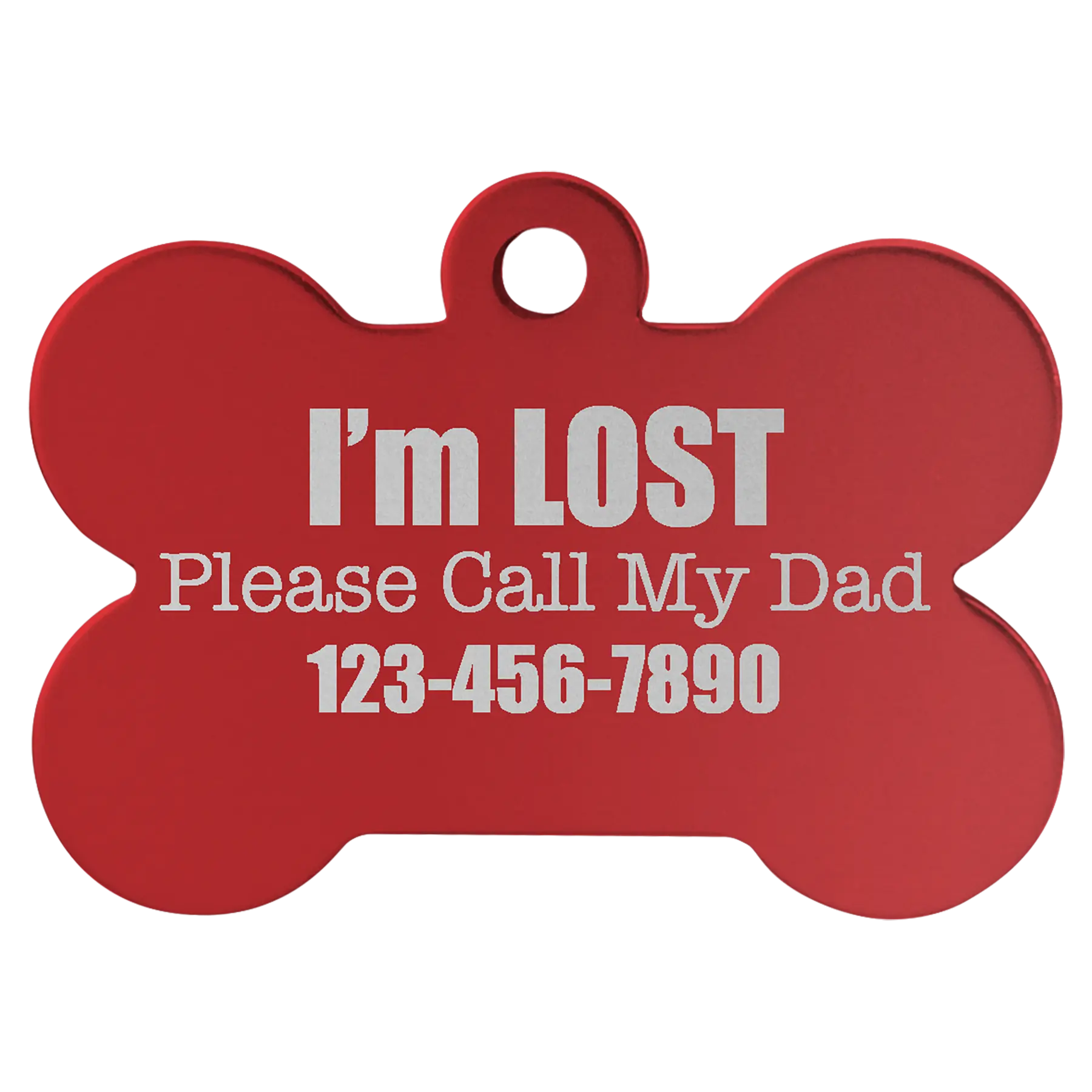 Personalized Double-Sided Bone Shape Pet Name Tag, Anodized Aluminum, 1.5" x 1" JDS