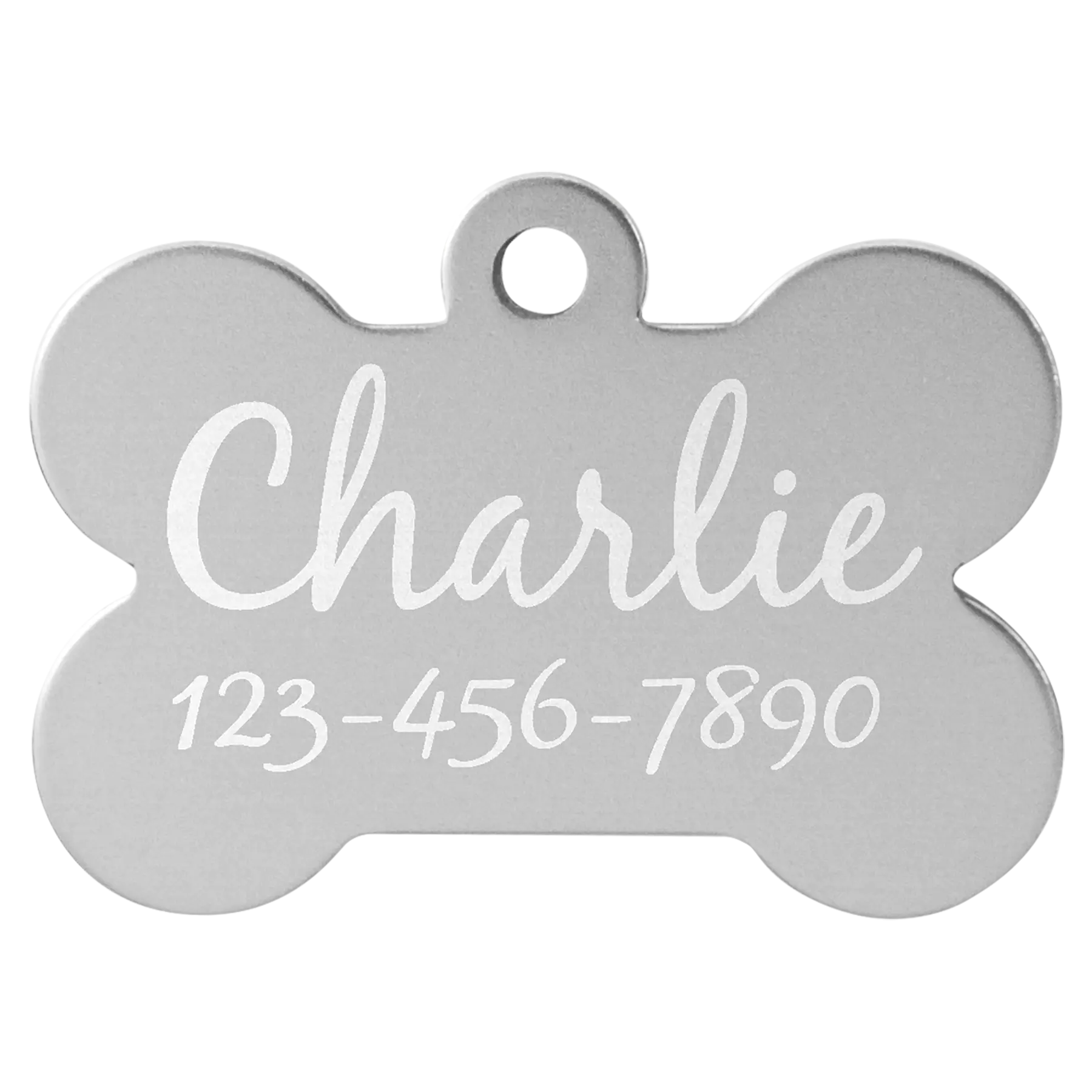 Personalized Double-Sided Bone Shape Pet Name Tag, Anodized Aluminum, 1.5" x 1" JDS