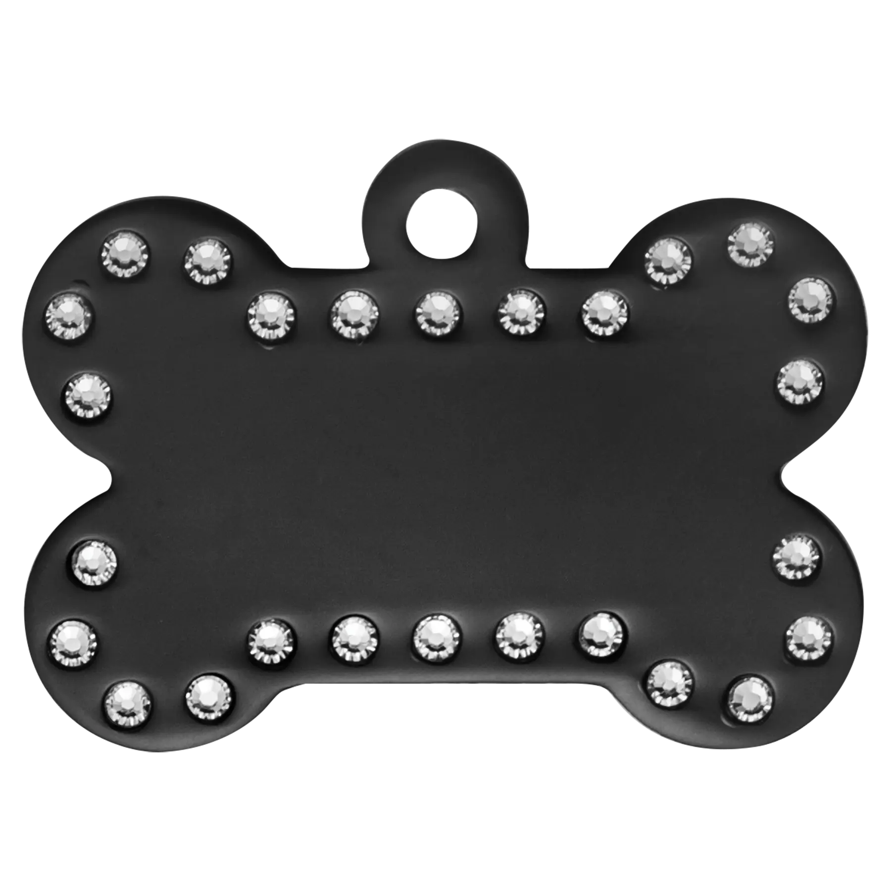 Personalized Swarovski Crystal Bling Bone Shape Pet Name Tag, Double-Sided, Anodized Aluminum, 1.5" x 1", 5 Colors JDS