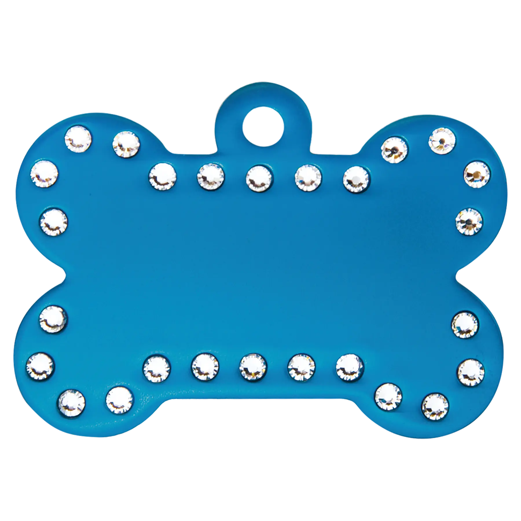 Personalized Swarovski Crystal Bling Bone Shape Pet Name Tag, Double-Sided, Anodized Aluminum, 1.5" x 1", 5 Colors JDS