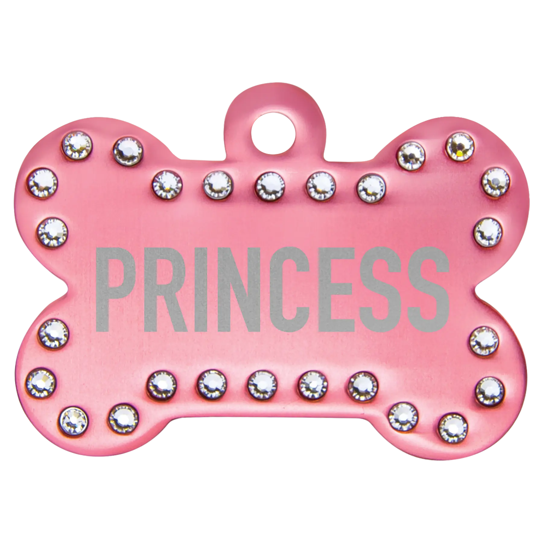 Personalized Swarovski Crystal Bling Bone Shape Pet Name Tag, Double-Sided, Anodized Aluminum, 1.5" x 1", 5 Colors JDS