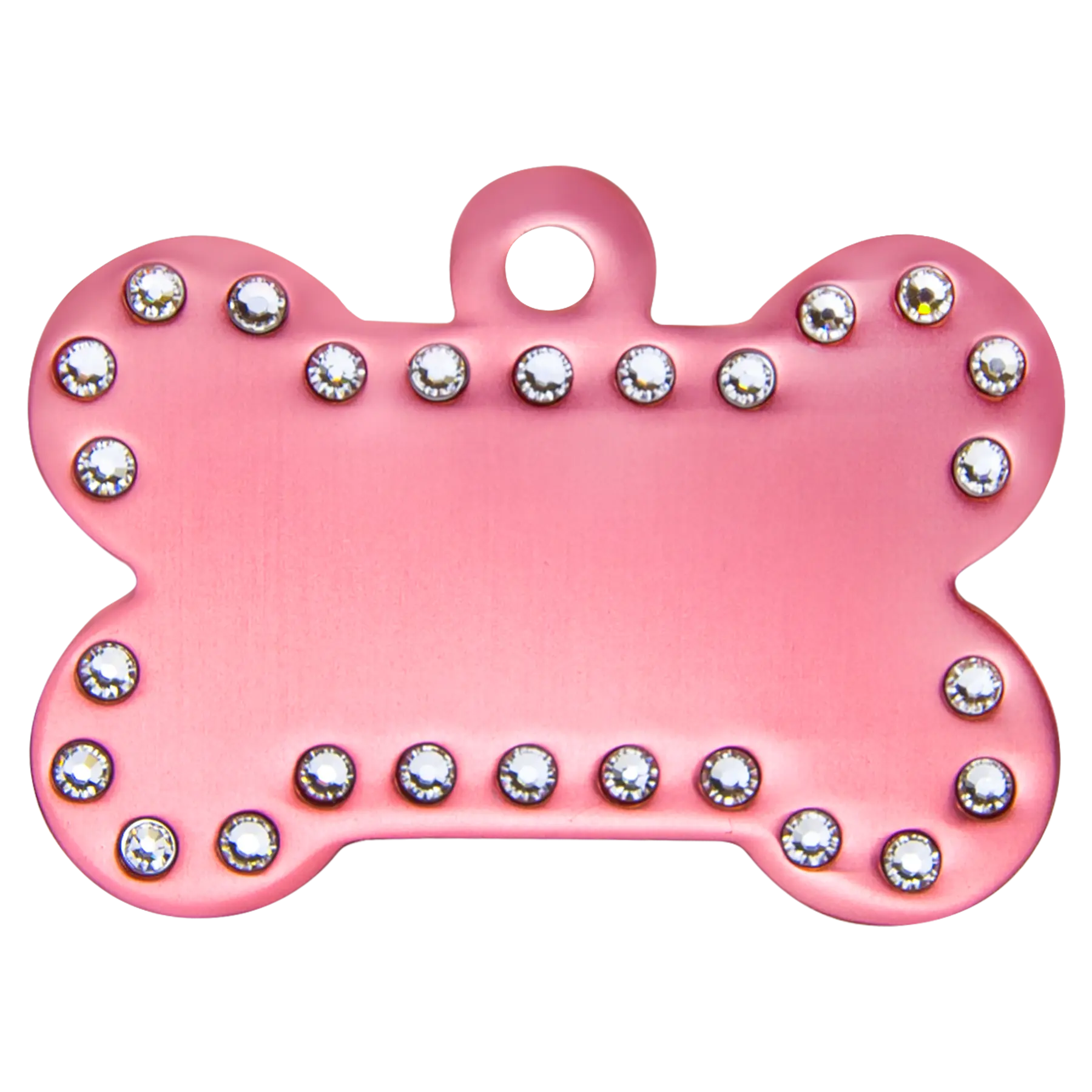 Personalized Swarovski Crystal Bling Bone Shape Pet Name Tag, Double-Sided, Anodized Aluminum, 1.5" x 1", 5 Colors JDS