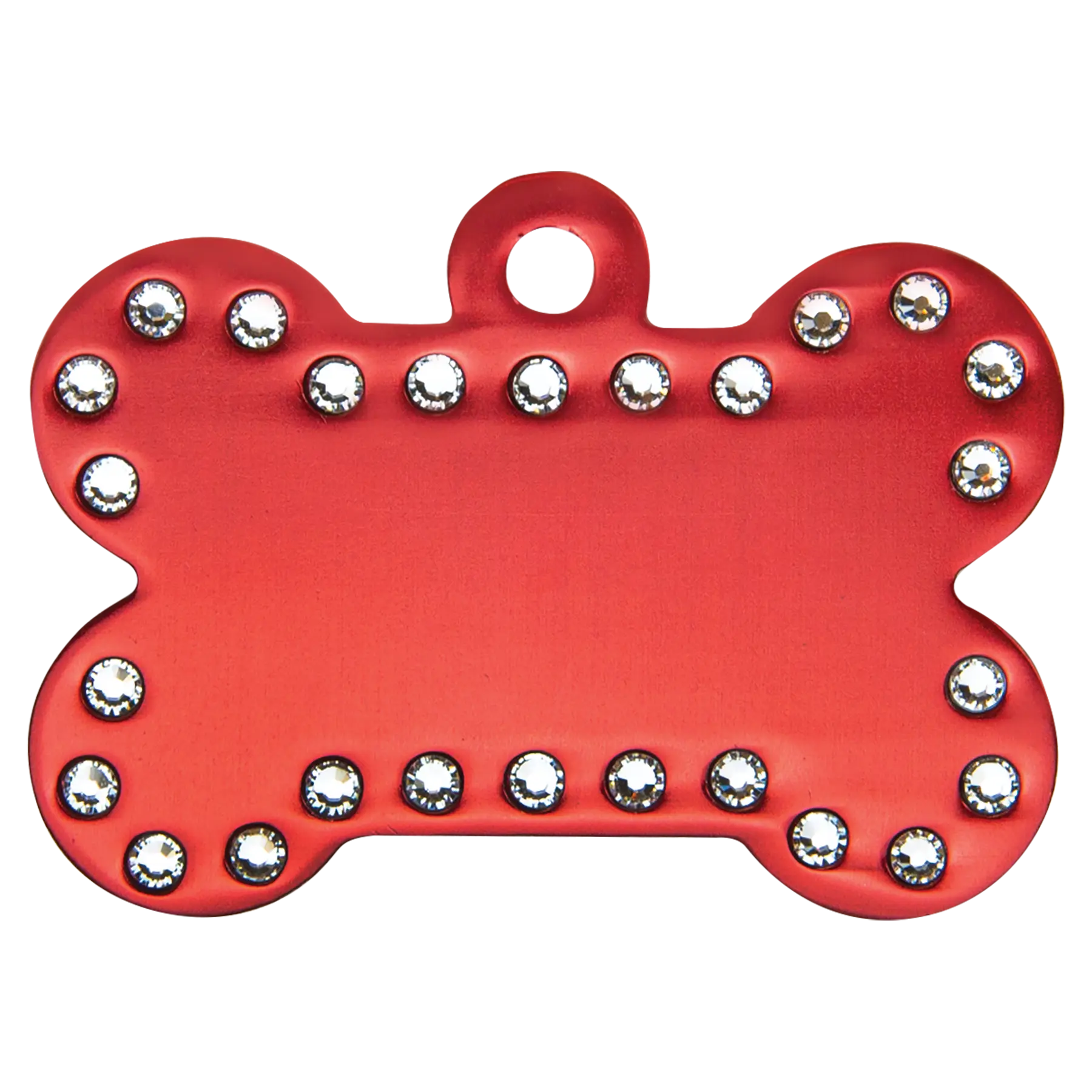 Personalized Swarovski Crystal Bling Bone Shape Pet Name Tag, Double-Sided, Anodized Aluminum, 1.5" x 1", 5 Colors JDS