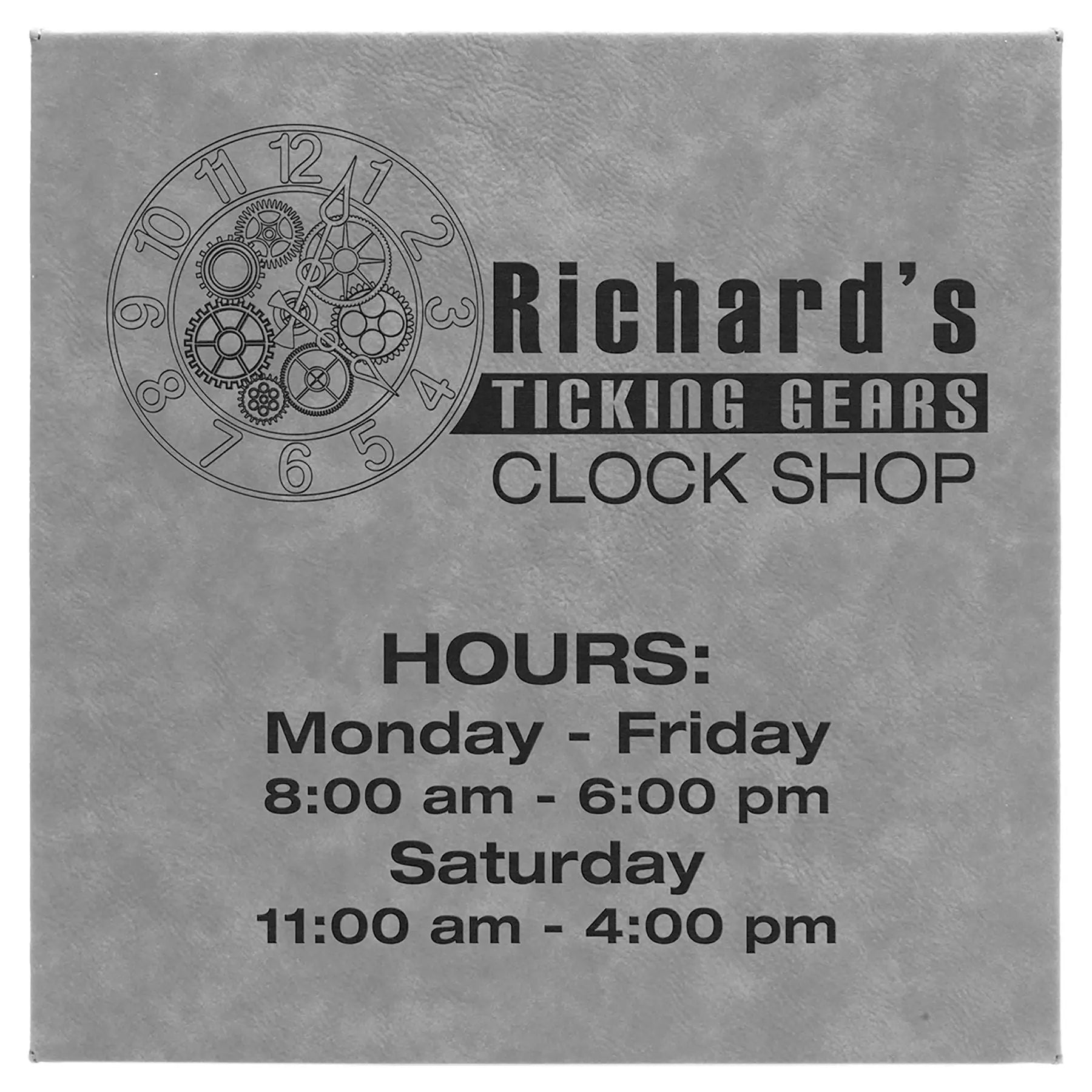 Personalized 10" x 10" Leatherette Wall Decor Sign with Sawtooth Hanger, 11 Colors JDS