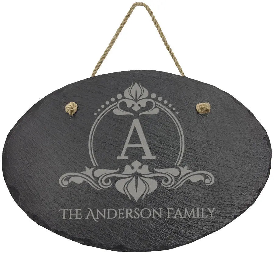 Personalized Oval Slate Decor Sign with Hanger String, 2 Sizes JDS