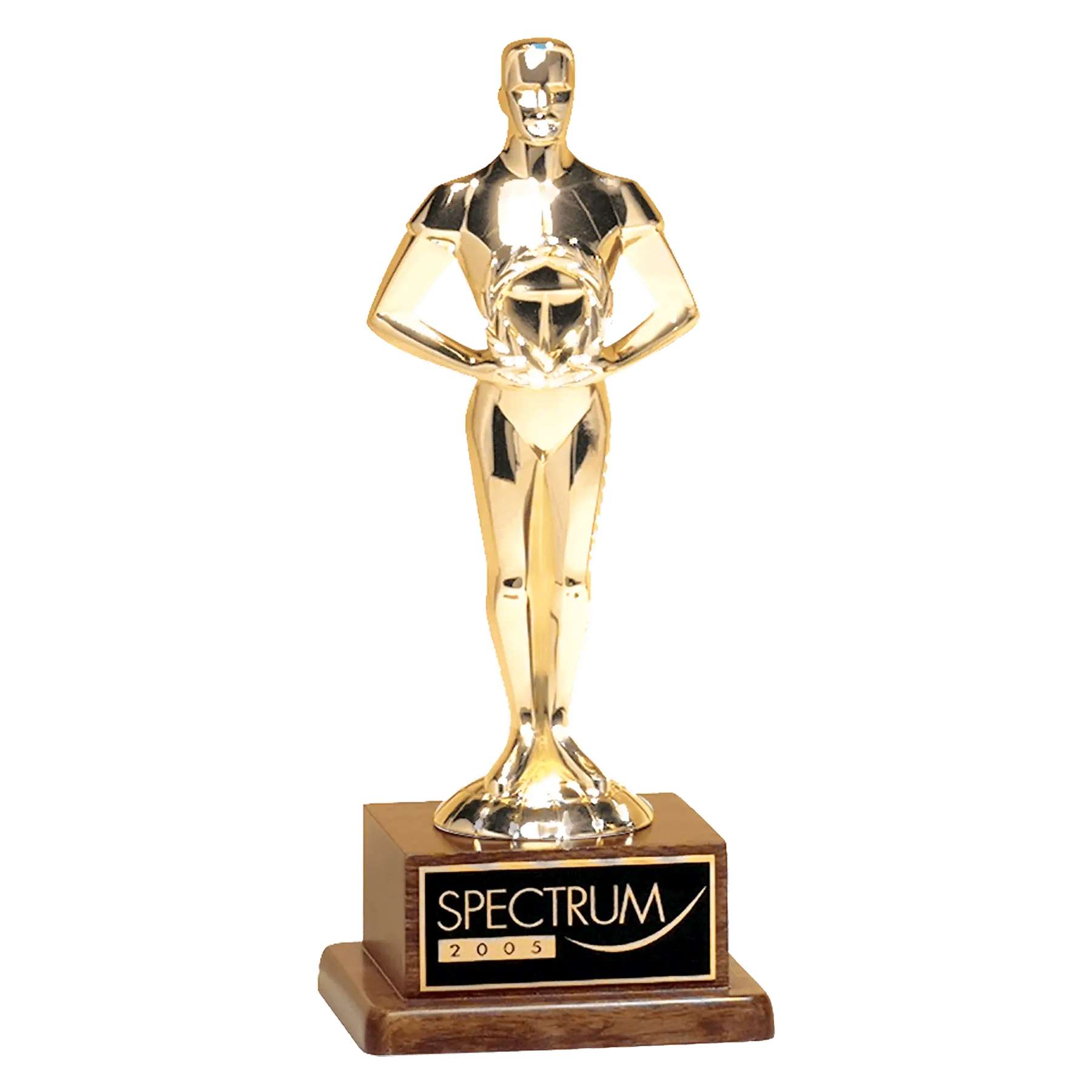 Classic Statue Achiever Figure Trophy Standing Award on Solid Walnut Base, Goldtone Cast Metal, 2 Sizes Available JDS