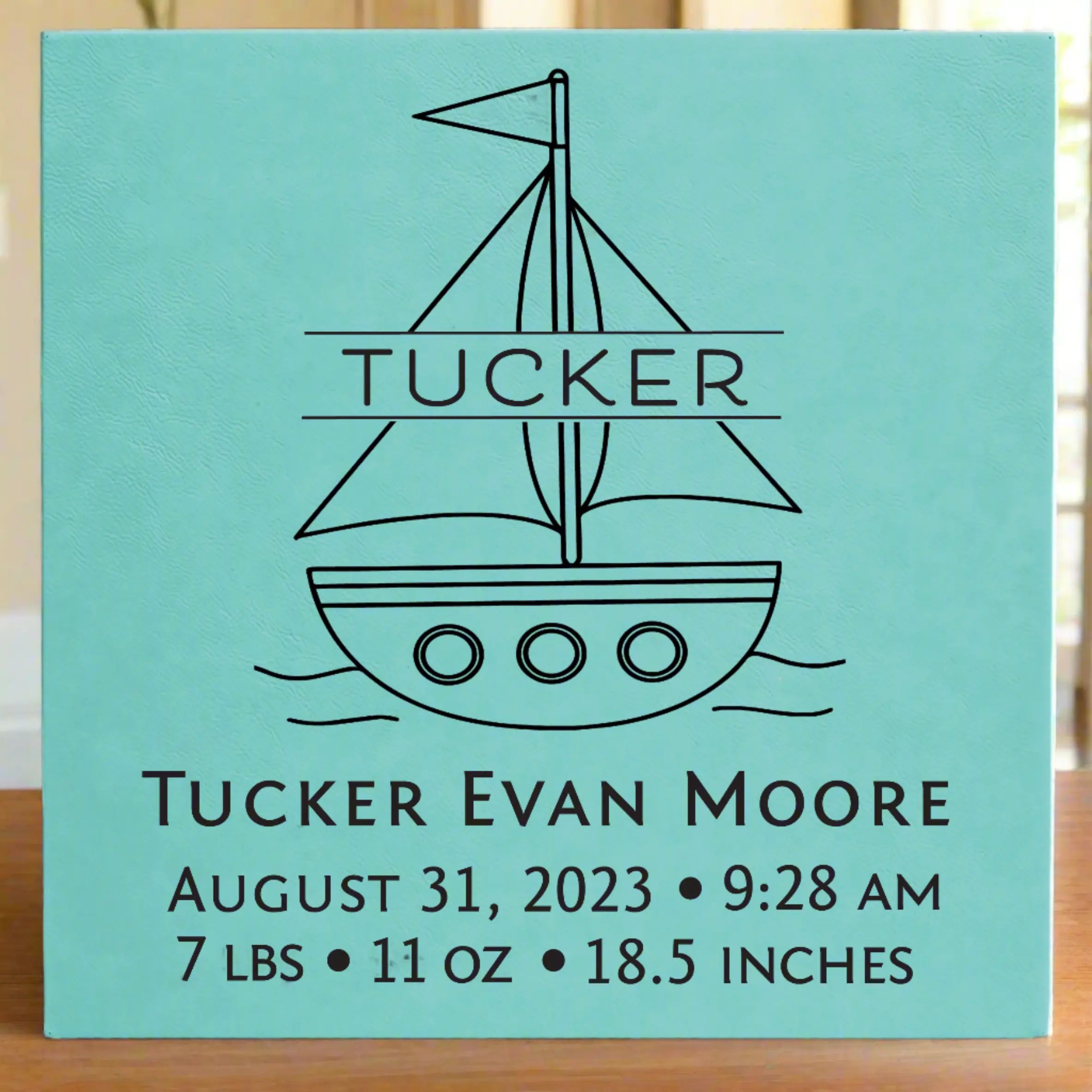 Personalized 14" x 14" Leatherette Wall Decor Sign with Sawtooth Hanger, 11 Colors JDS