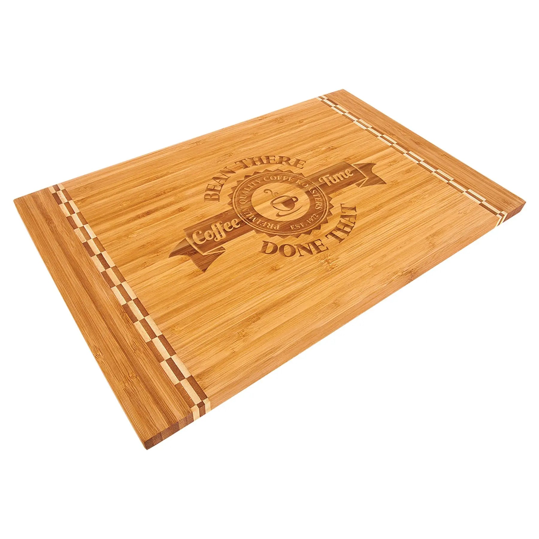 Personalized Charcuterie Cutting Board with Butcher Block Inlay, Bamboo Wood, 18.25" x 12" JDS