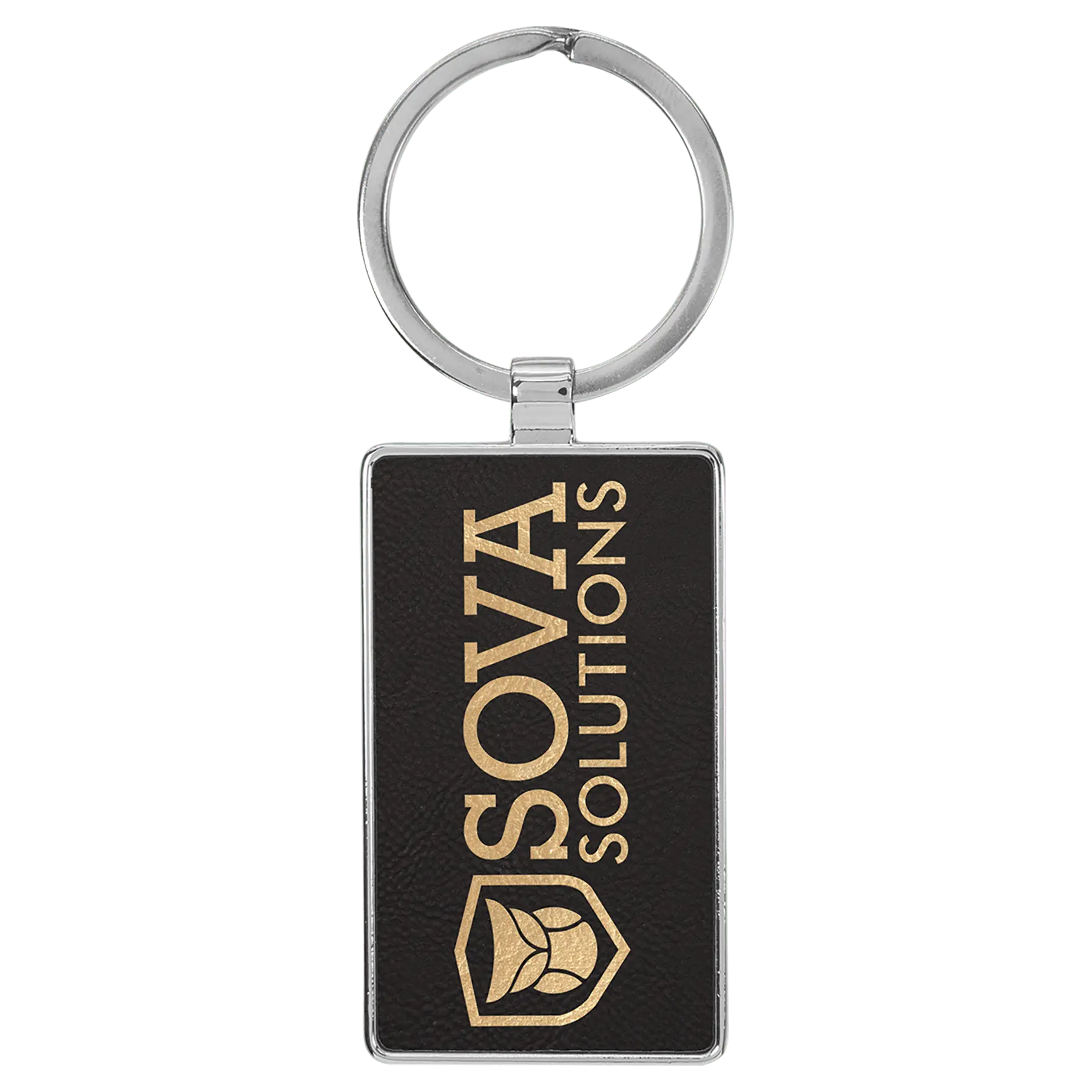 Custom Engraved Leatherette & Metal Rectangle Keychain – 12 Color Options JDS