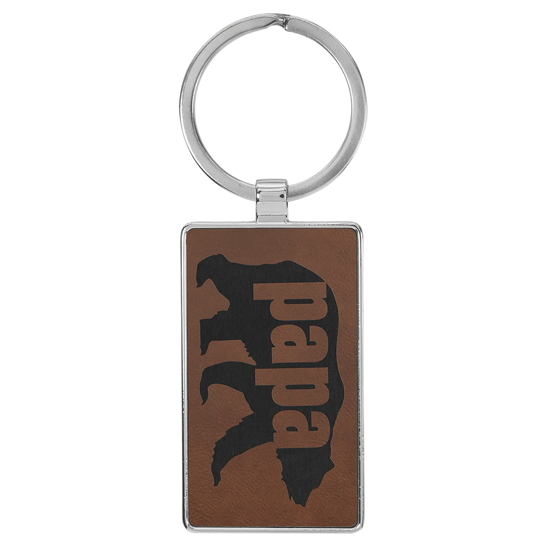 Custom Engraved Leatherette & Metal Rectangle Keychain – 12 Color Options JDS