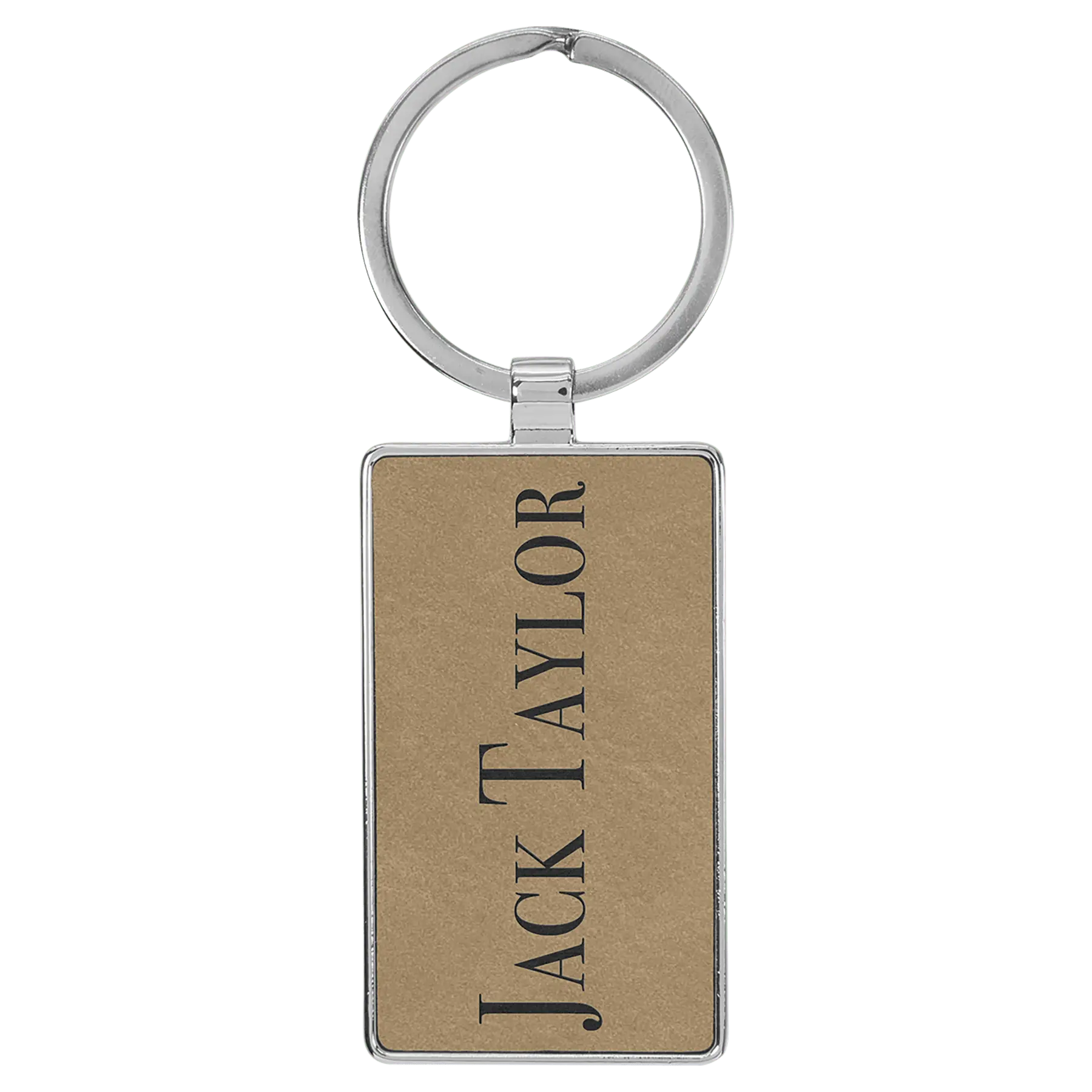 Custom Engraved Leatherette & Metal Rectangle Keychain – 12 Color Options JDS