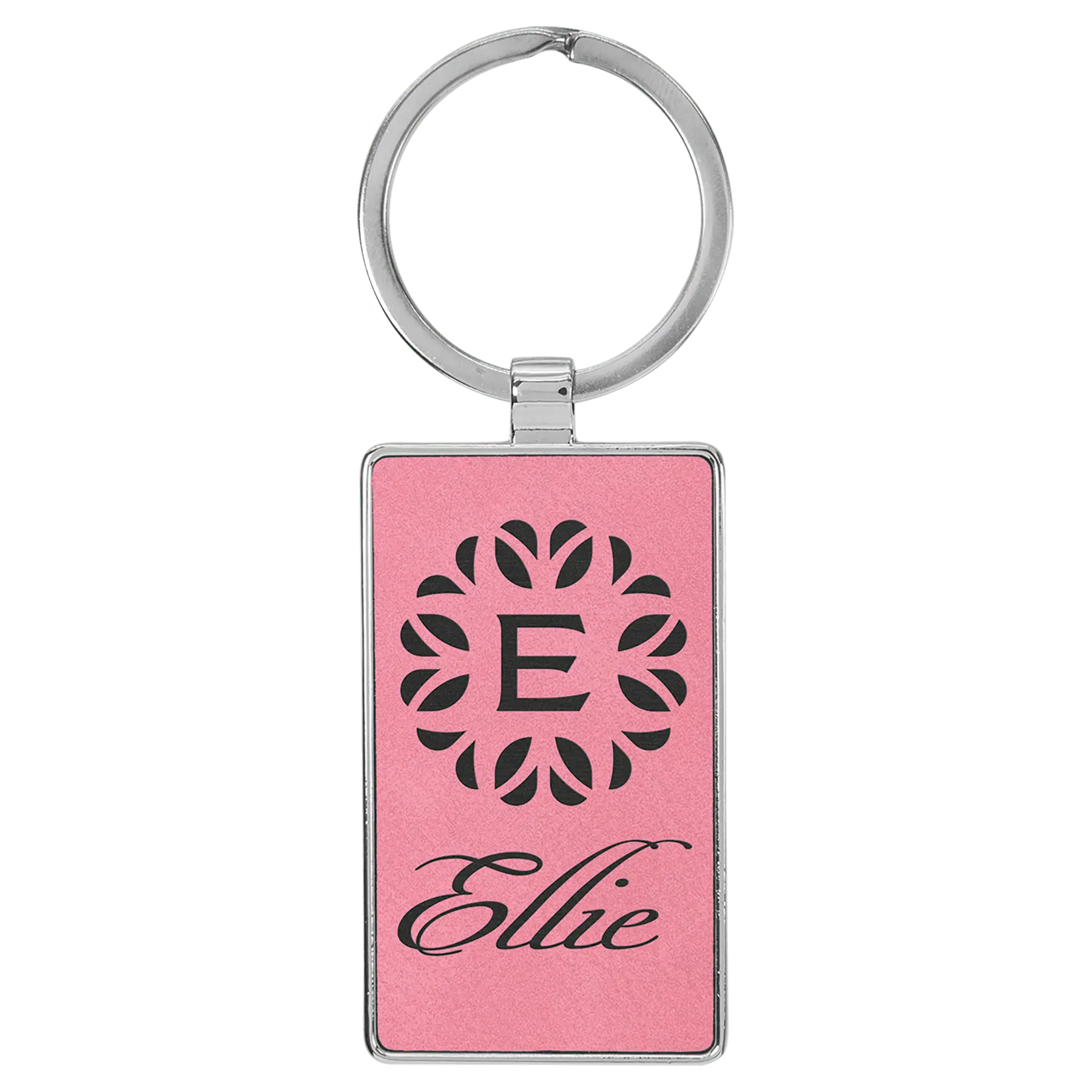 Custom Engraved Leatherette & Metal Rectangle Keychain – 12 Color Options JDS