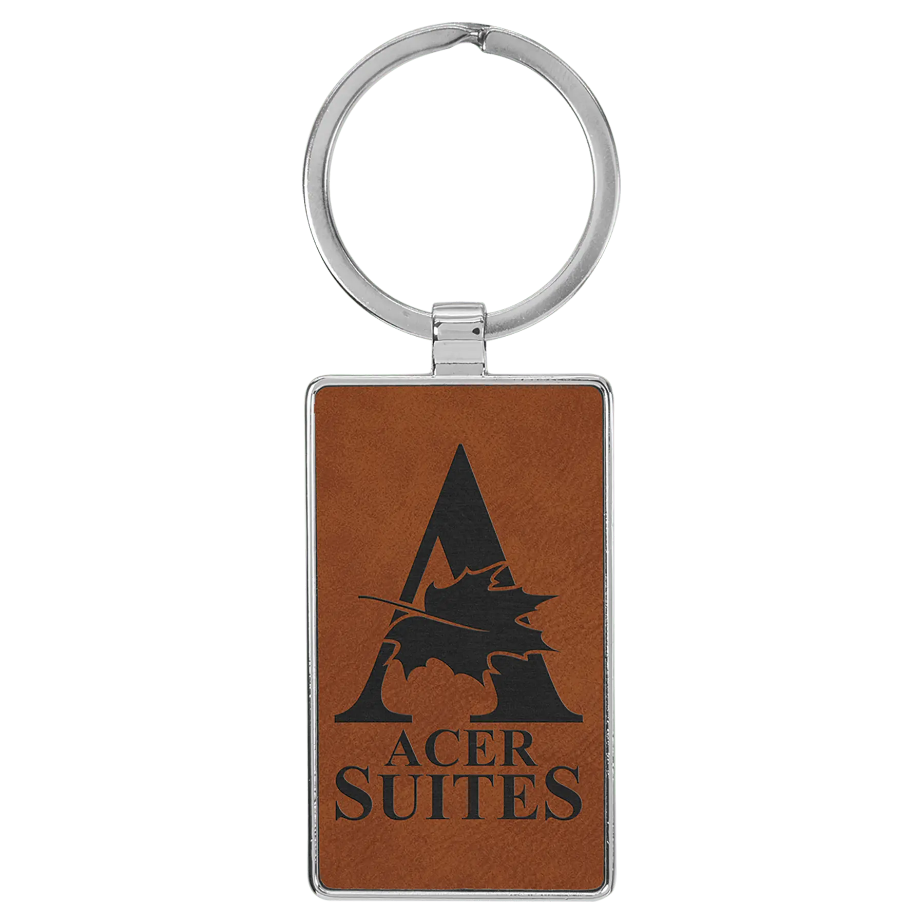Custom Engraved Leatherette & Metal Rectangle Keychain – 12 Color Options JDS