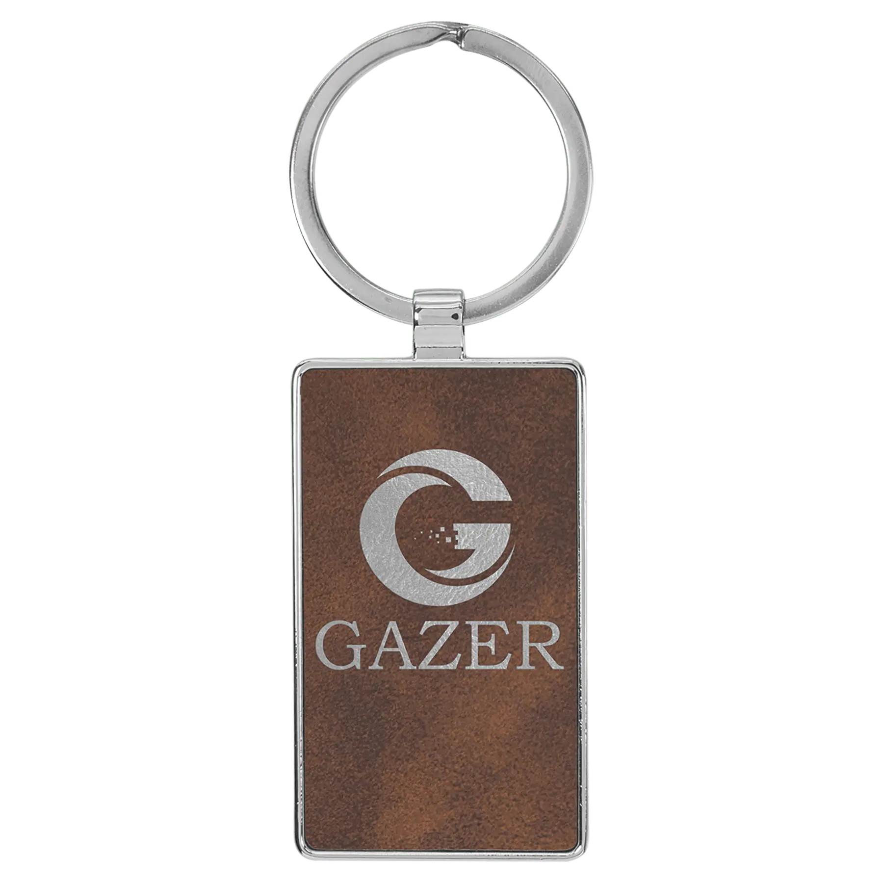 Custom Engraved Leatherette & Metal Rectangle Keychain – 12 Color Options JDS