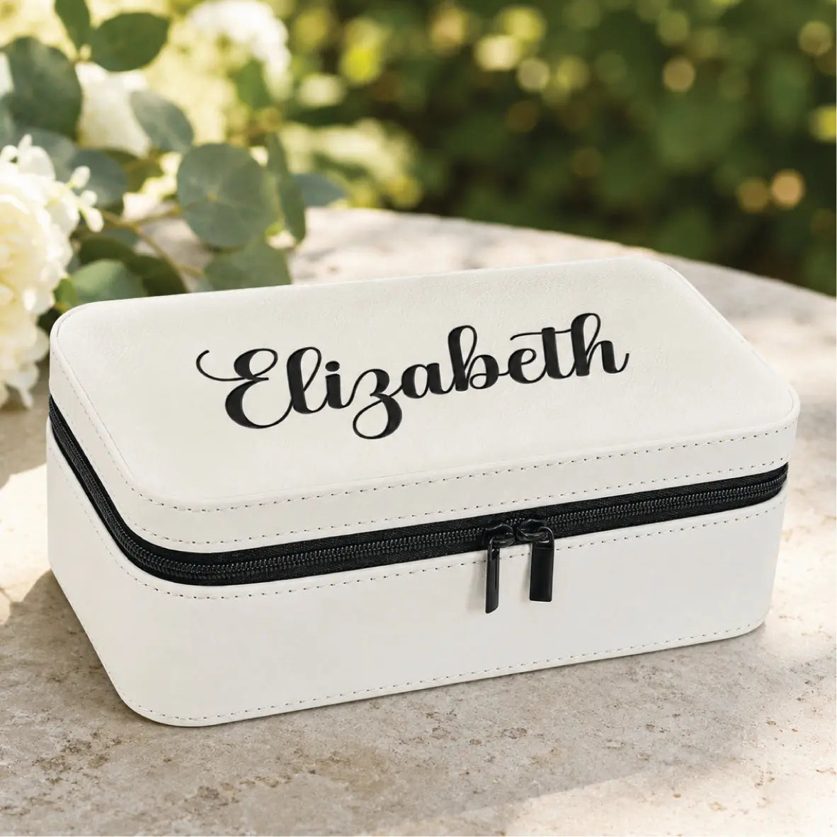 Personalized Jewelry Box with Mirror and Multiple Compartments, Leatherette, 7.5" x 4.5″, 11 Colors Sams Engraving and Gifts