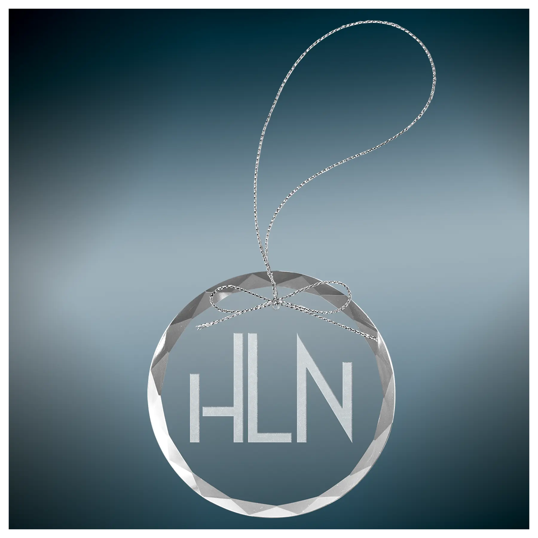 Personalized Round Glass Christmas Ornament / Suncatcher with Silver String, 3.25" JDS