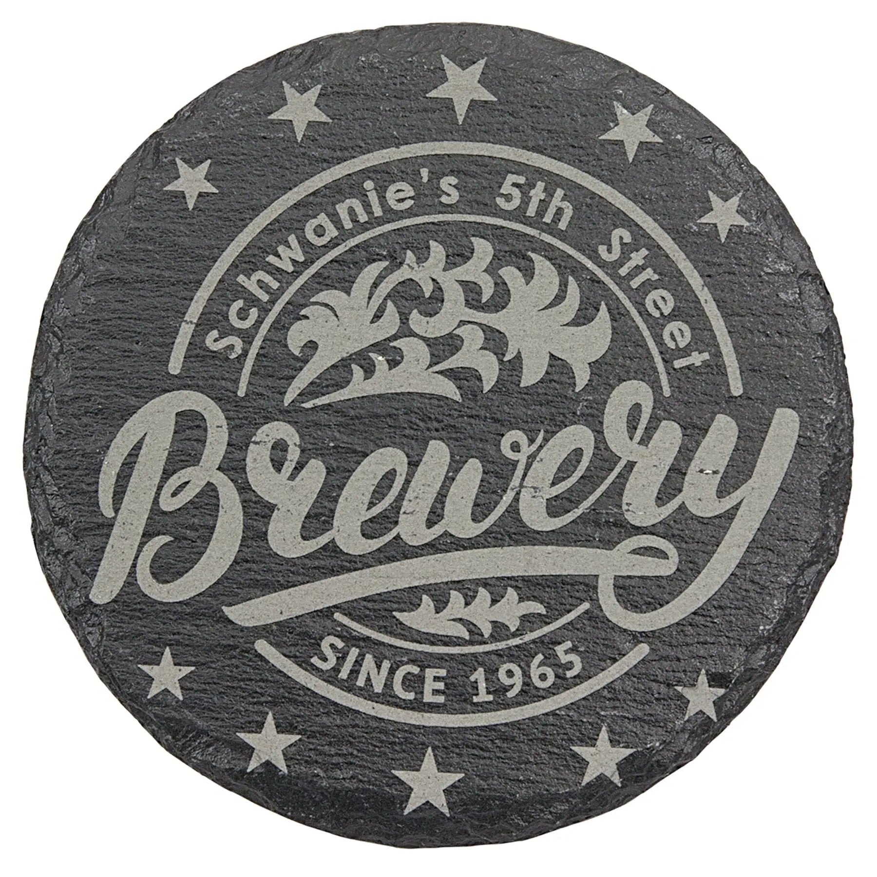 Custom Engraved Slate Coasters – Personalized 4" Round Stone Set (4-Pack) JDS