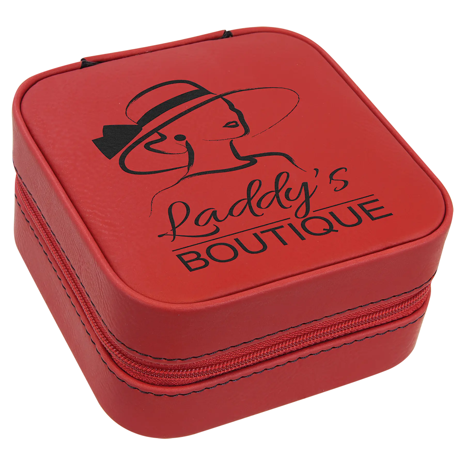 Personalized Travel Jewelry Box with Zipper Closure, Leatherette, 4"x 4″, 11 colors JDS