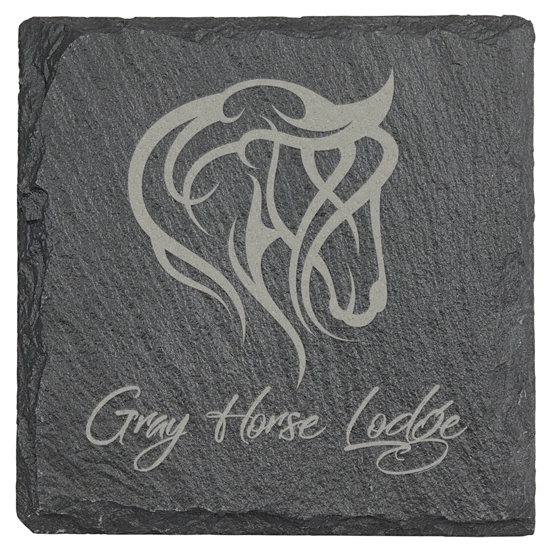 Custom Engraved Slate Coasters – Personalized 4" Square Stone Set (4-Pack) JDS