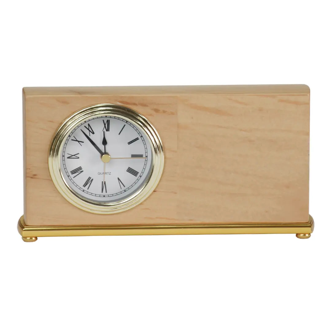 Personalized Wooden Desk Clock, Solid Red Alder Wood, 7.25" x 4", Horizontal JDS