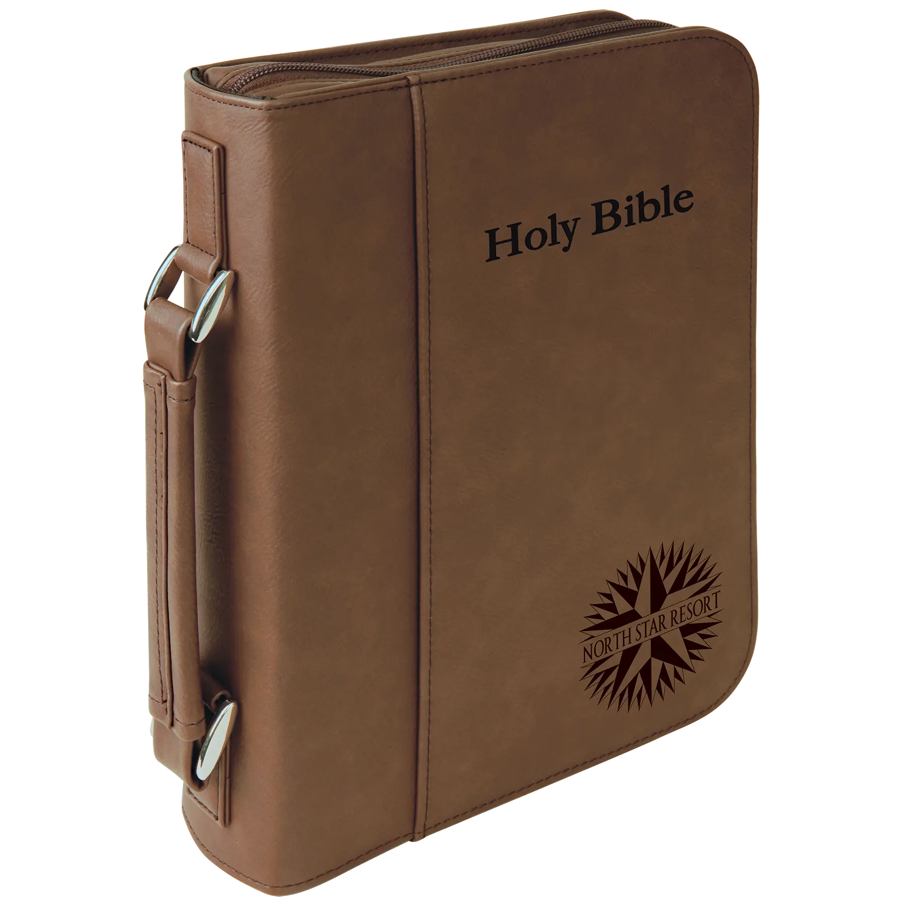 Personalized Bible/Book Cover with Pocket, Handle and Zipper, Leatherette, 7.5” x 10.75”, 11 Colors JDS