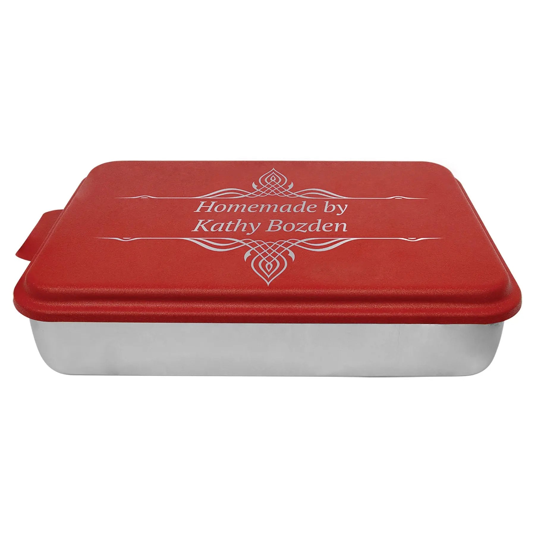 Personalized 9x13 Aluminum Cake Pan with Engraved Powder-Coated Lid – 5 Color Options JDS