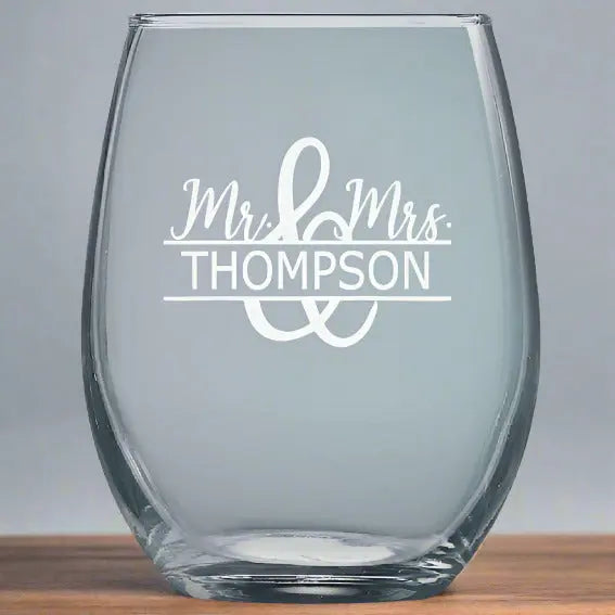 Personalized 9 oz. Stemless Wine Glass – Custom Engraved & Perfect Gift JDS