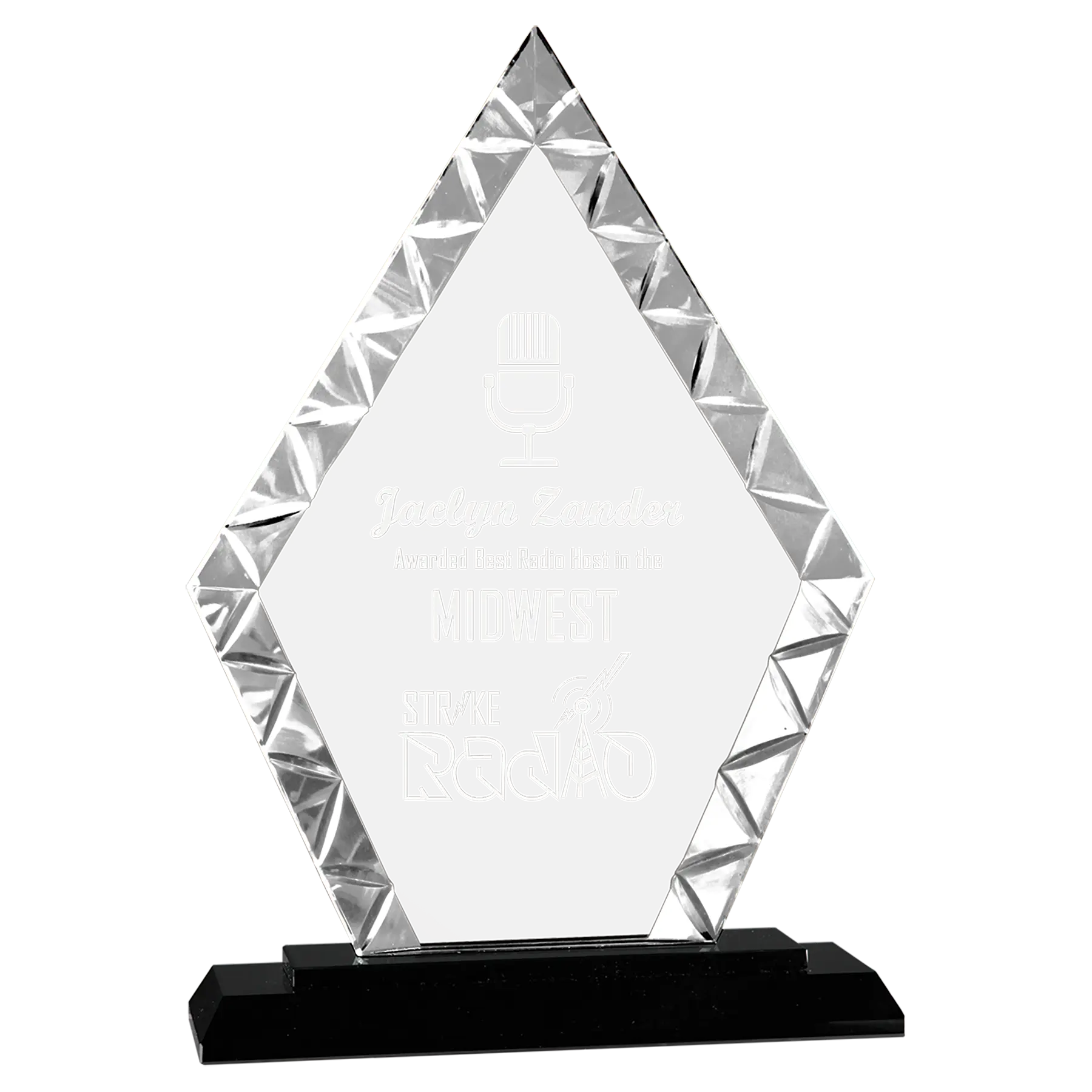 Diamond Accent Glass Standing Award with Presentation Box, 2 Sizes & Colors JDS