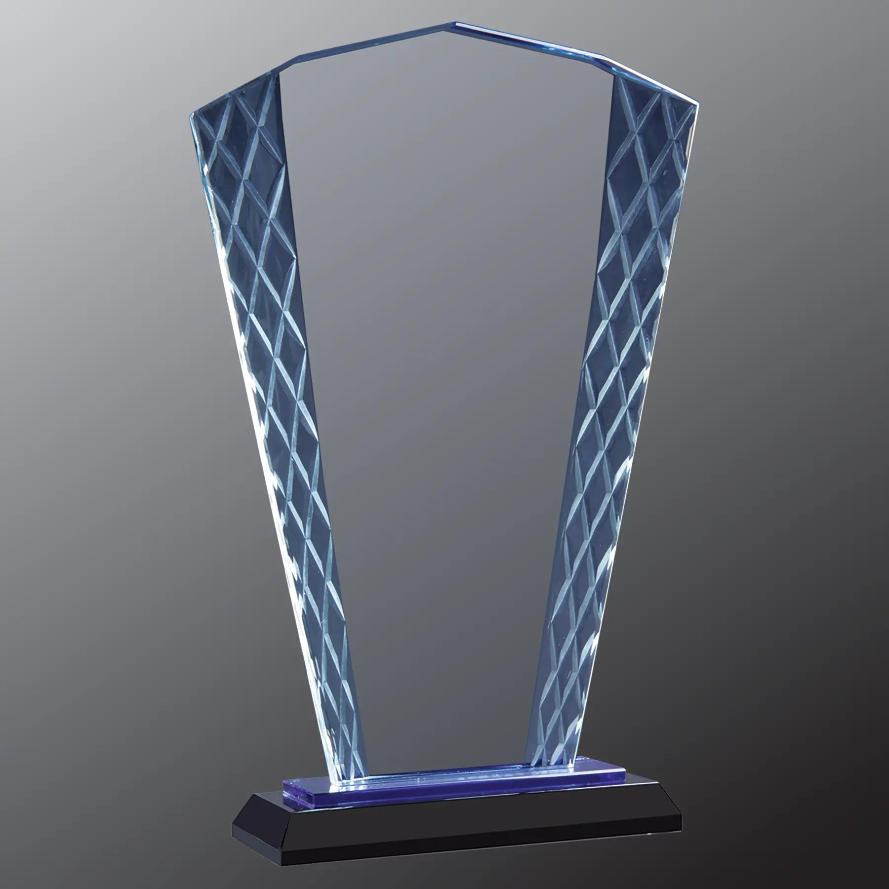 Fan Accent Glass Standing Award with Presentation Box, 2 Sizes & Colors JDS