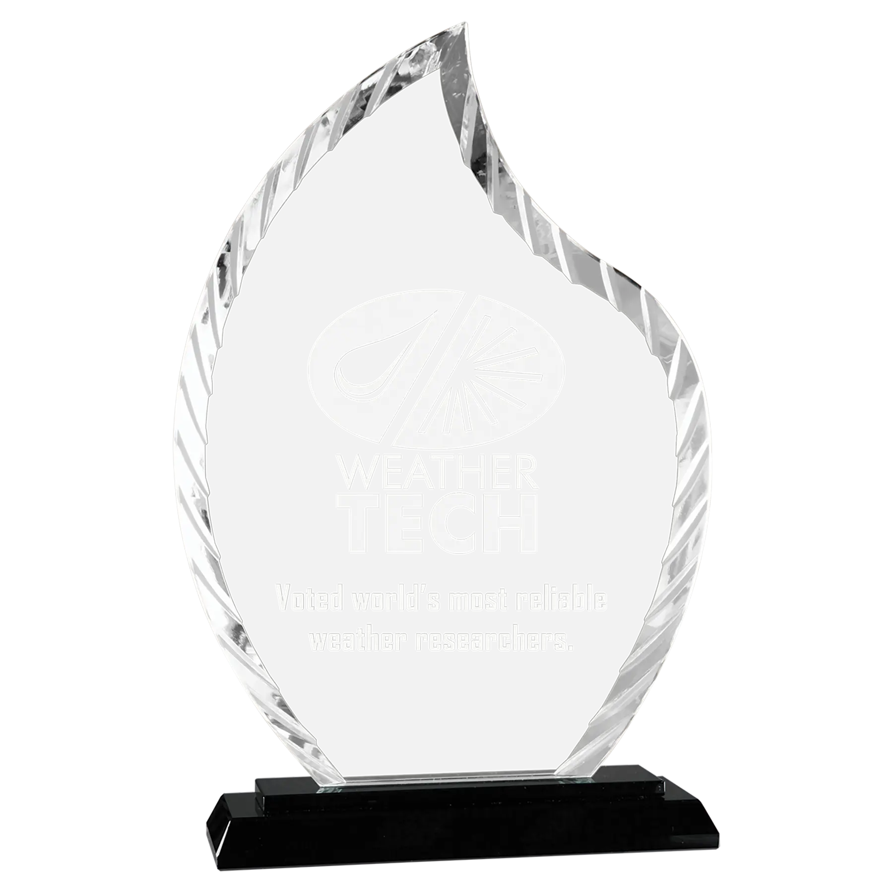 Flame Accent Glass Standing Award with Lined Presentation Box, 2 Sizes & Colors JDS