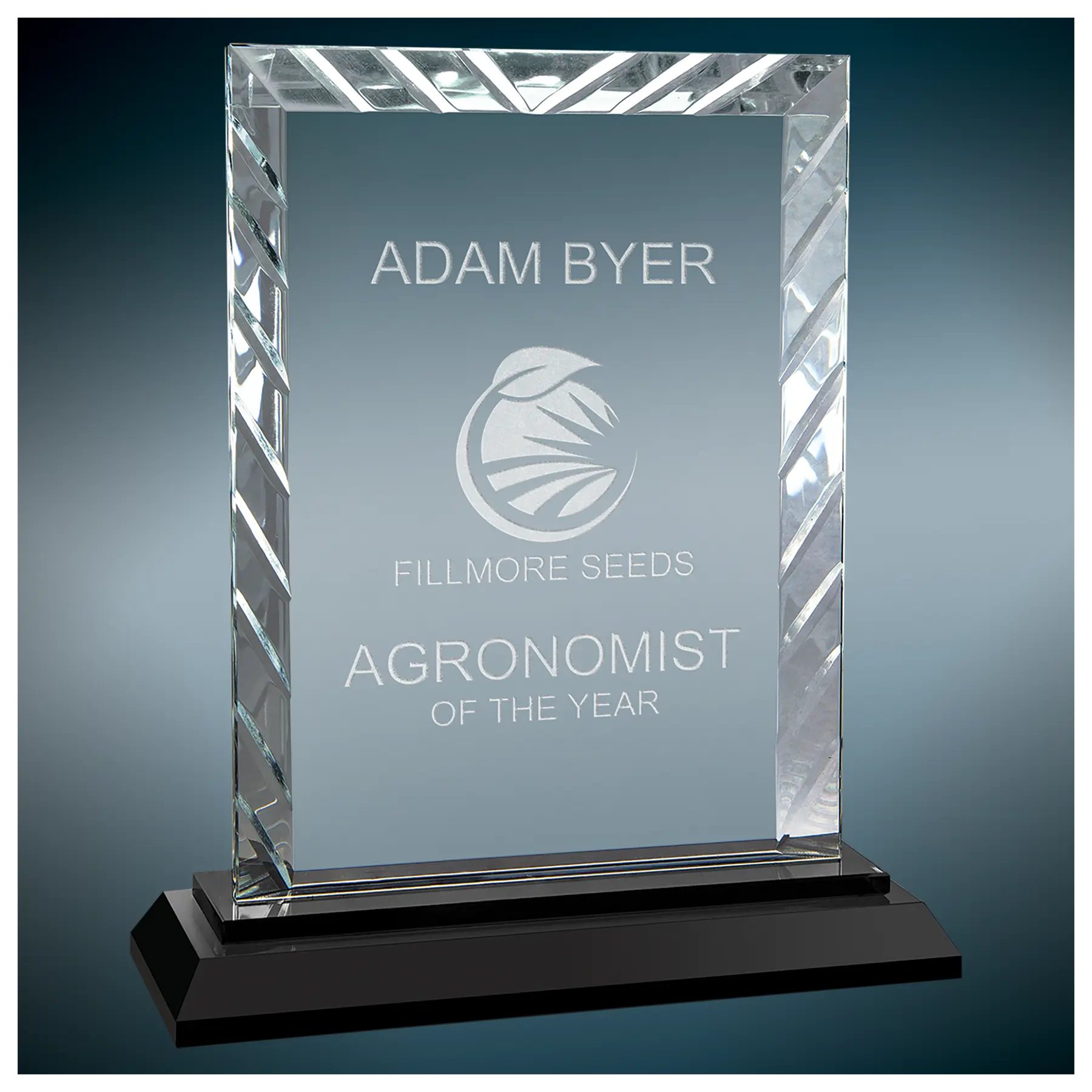 Rectangle Accent Glass Standing Award with Presentation Box, 2 Sizes & Colors JDS