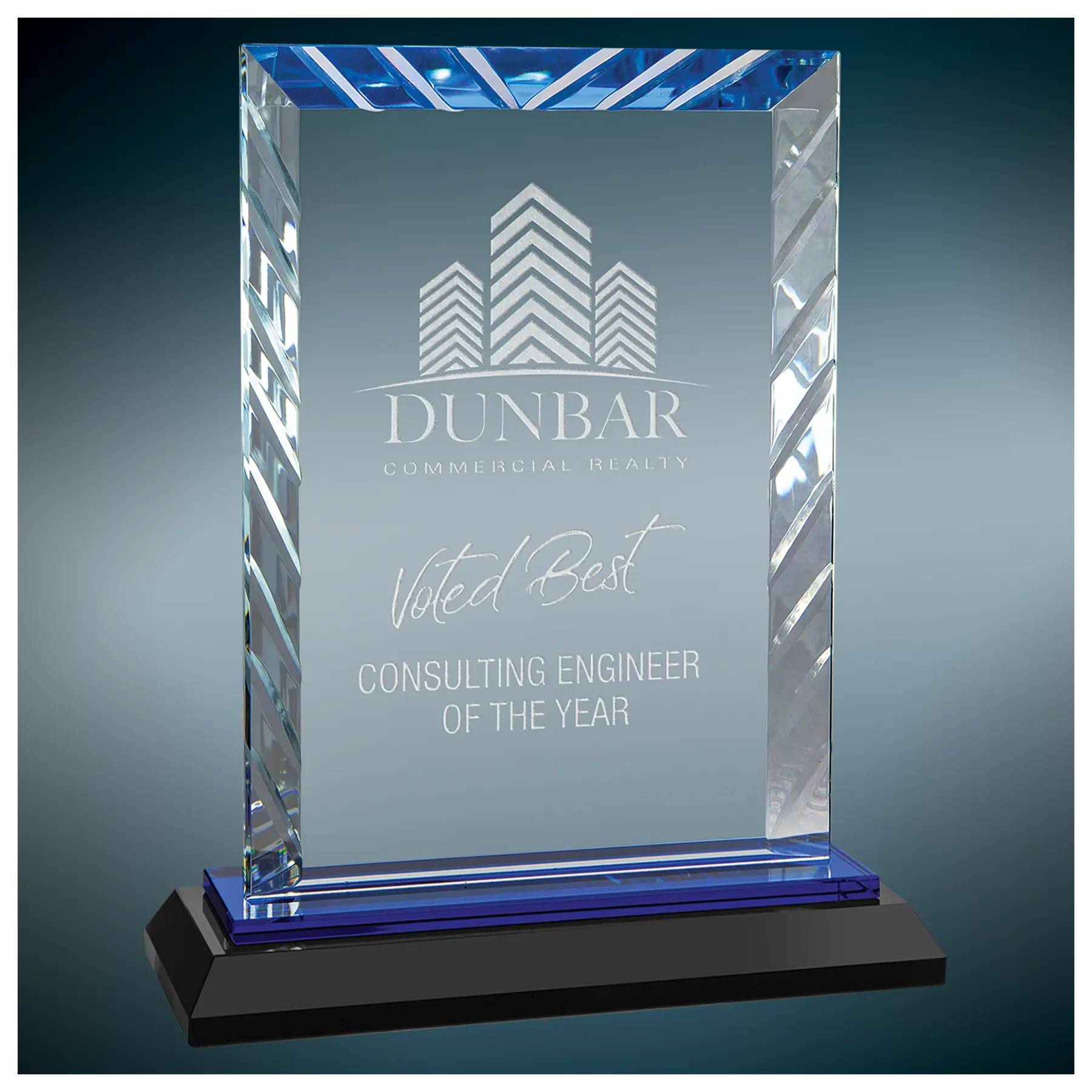 Rectangle Accent Glass Standing Award with Presentation Box, 2 Sizes & Colors JDS