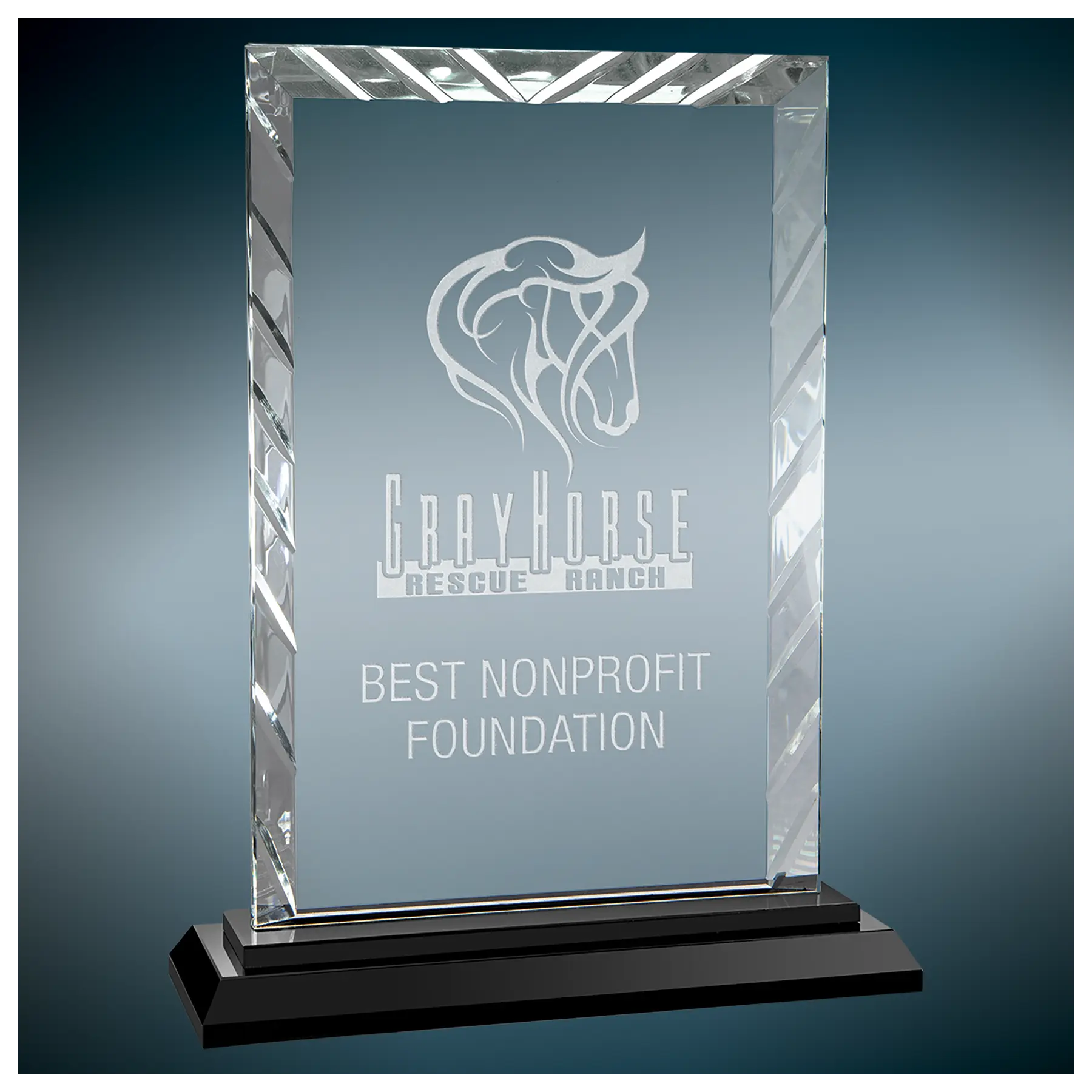 Rectangle Accent Glass Standing Award with Presentation Box, 2 Sizes & Colors JDS