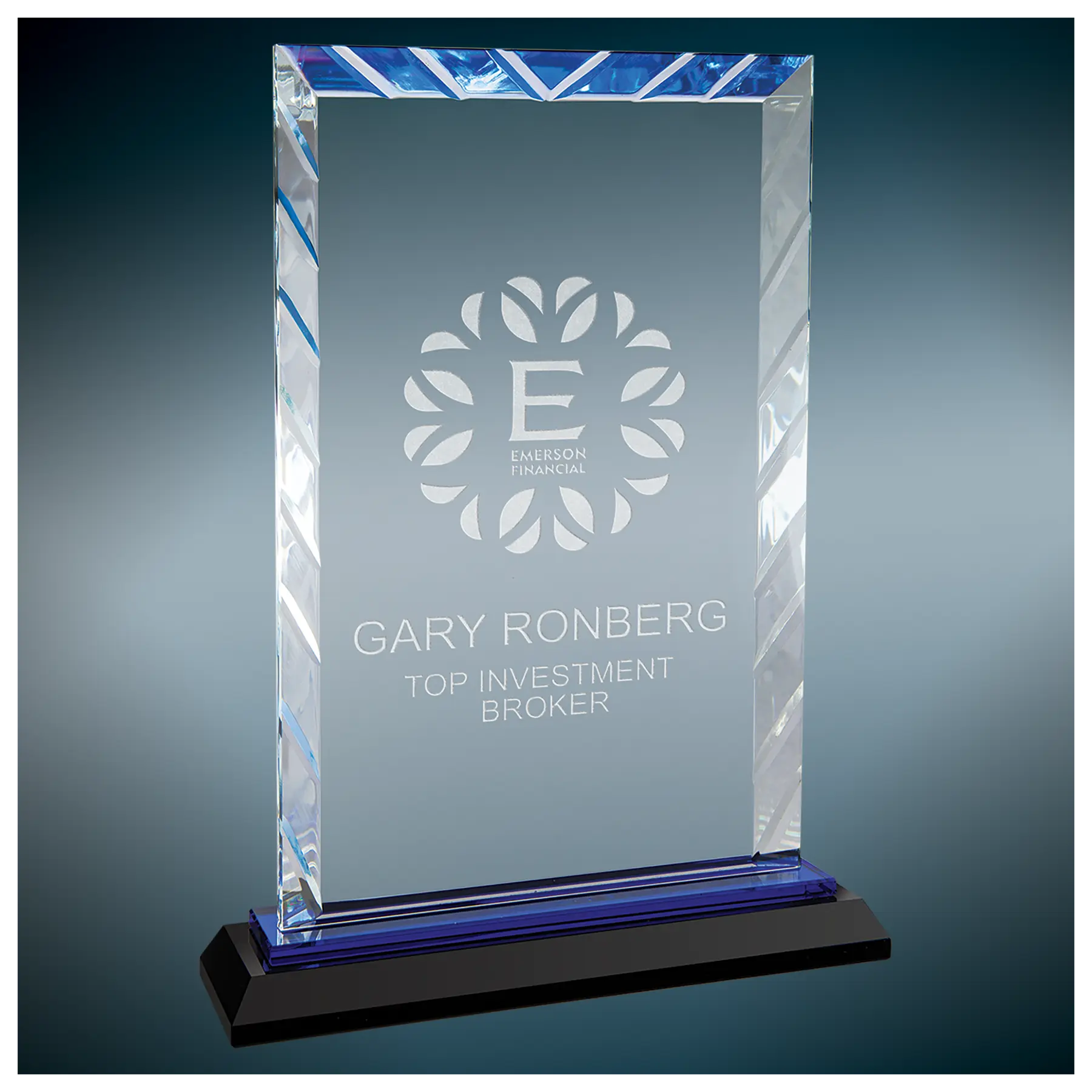 Rectangle Accent Glass Standing Award with Presentation Box, 2 Sizes & Colors JDS