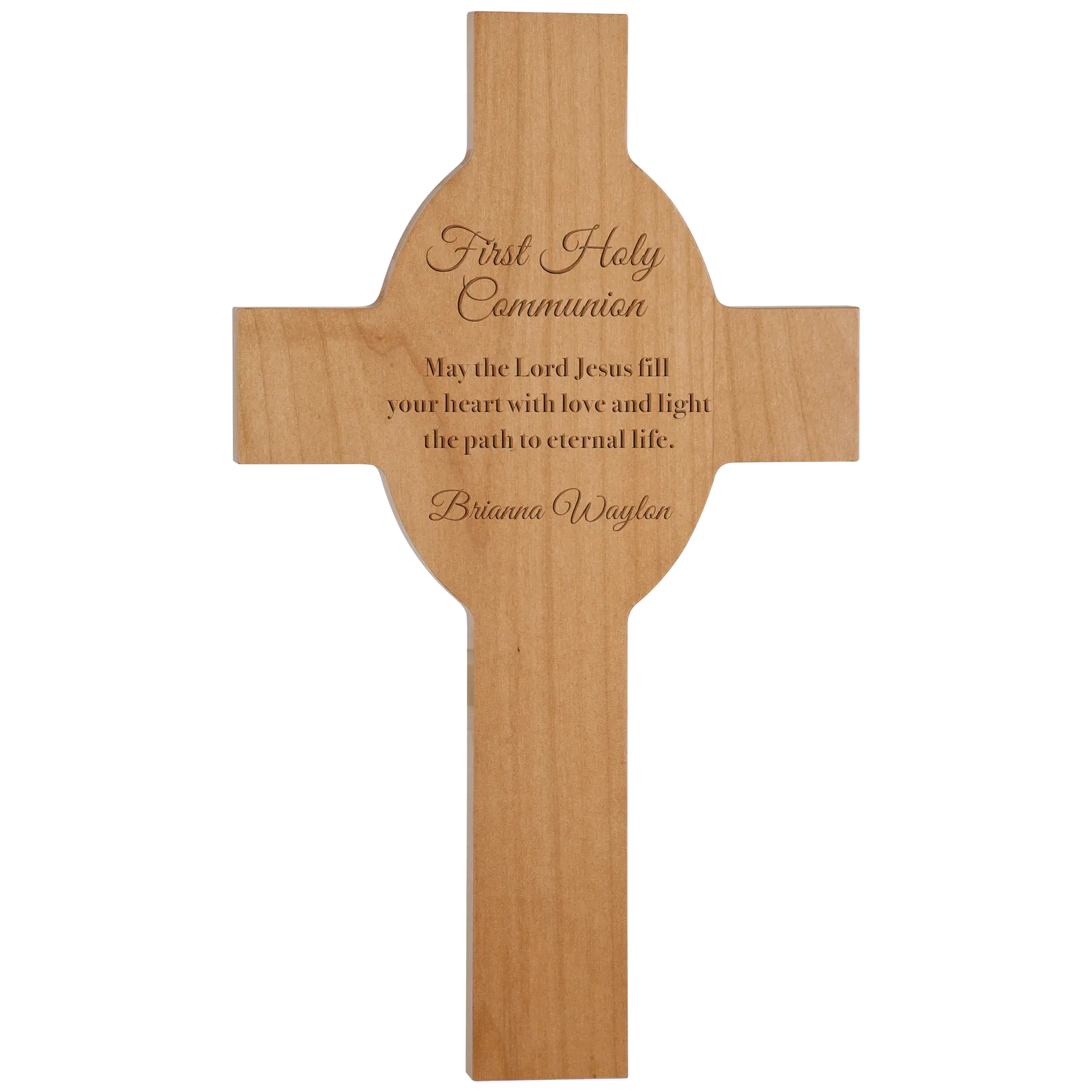 Personalized Red Alder Wood Hanging Cross Plaque – Christian Memorial Gift Sams Engraving and Gifts