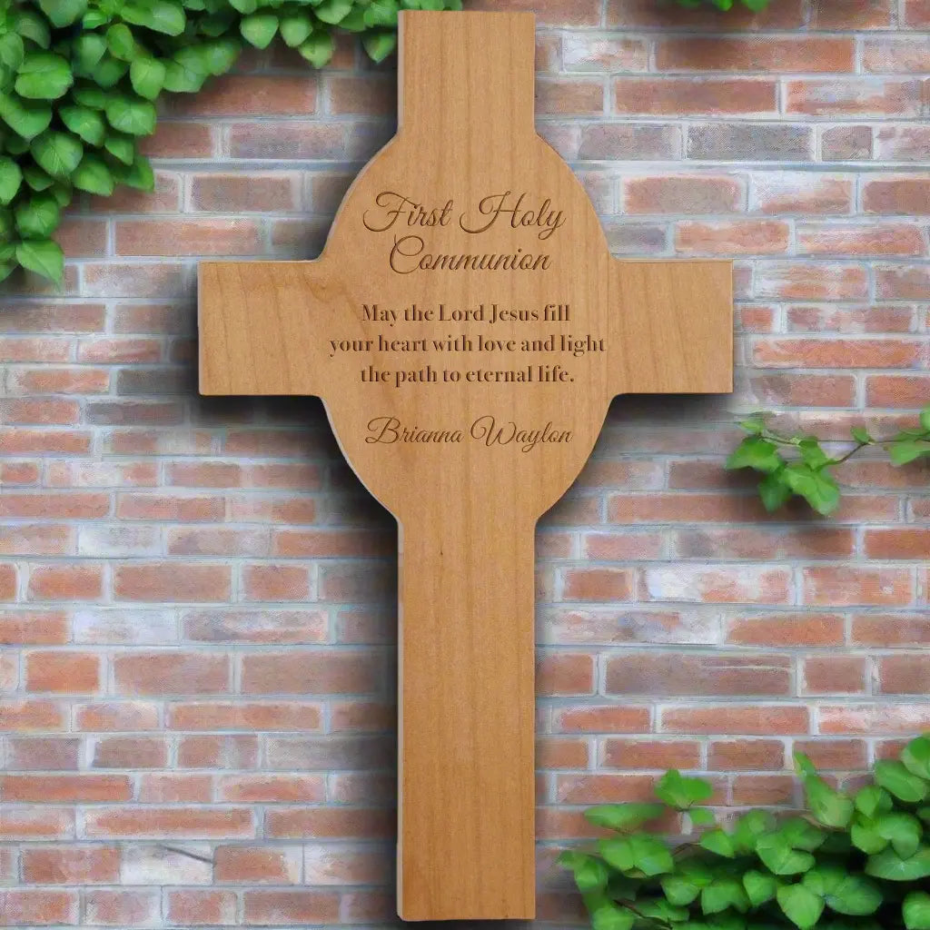 Personalized Red Alder Wood Hanging Cross Plaque – Christian Memorial Gift Sams Engraving and Gifts