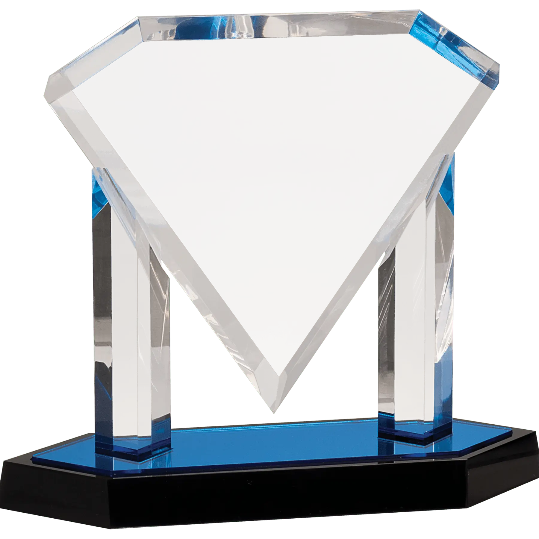Floating Diamond Acrylic Standing Award, Available in Gold & Blue, 2 Sizes JDS