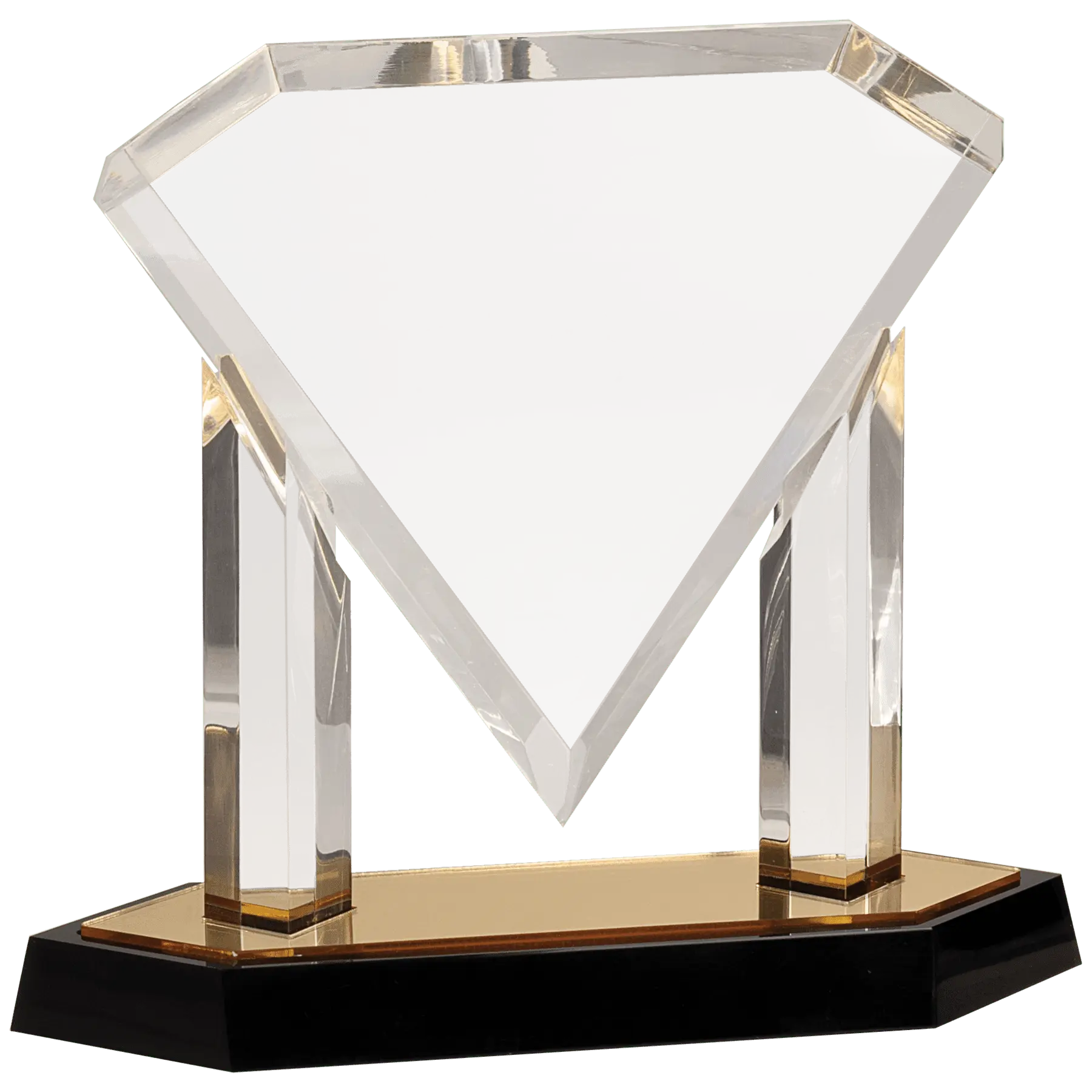 Floating Diamond Acrylic Standing Award, Available in Gold & Blue, 2 Sizes JDS
