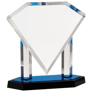 Floating Diamond Acrylic Standing Award, Available in Gold & Blue, 2 Sizes JDS