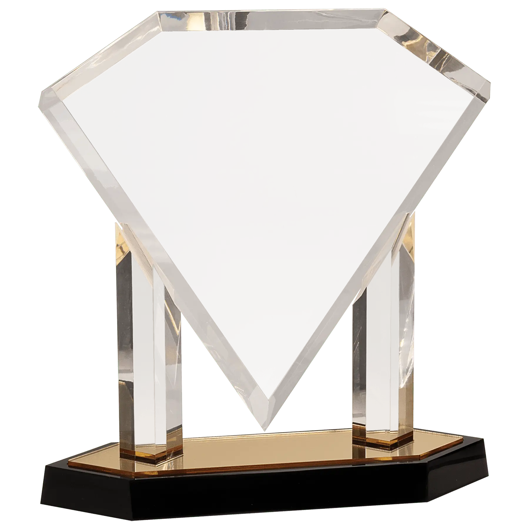 Floating Diamond Acrylic Standing Award, Available in Gold & Blue, 2 Sizes JDS