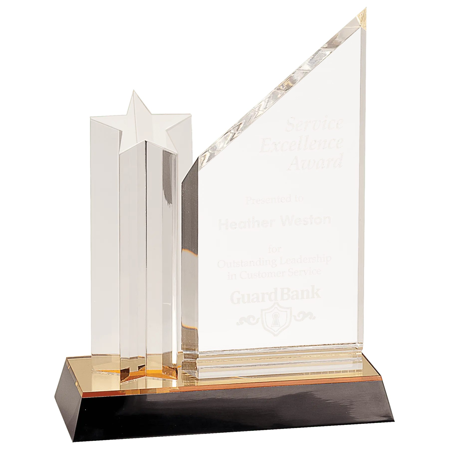 9" Premier Acrylic Star Column Award with Gold & Black Base – Freestanding Design JDS